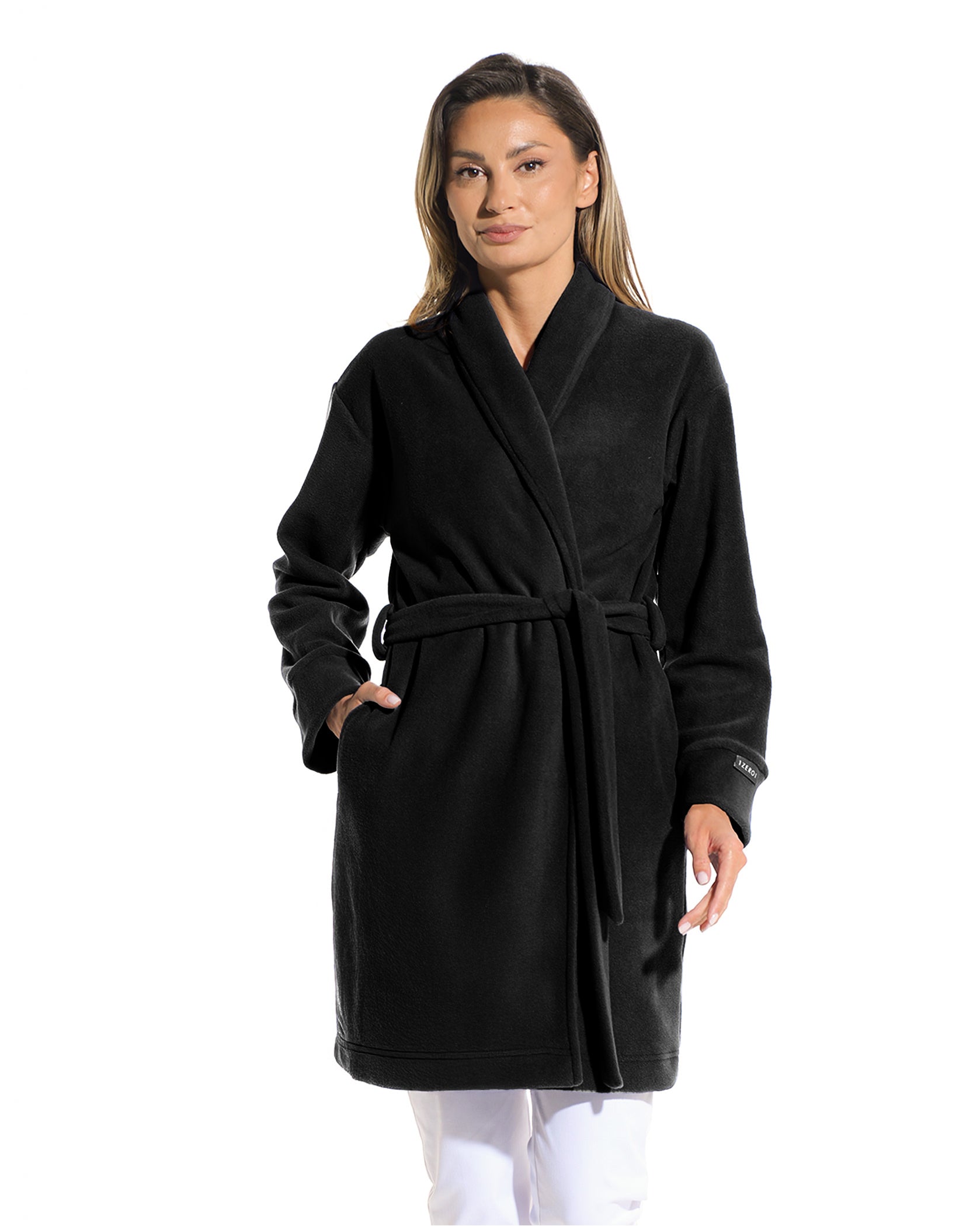 Halat medical dama SOFT negru - Detalii close up
