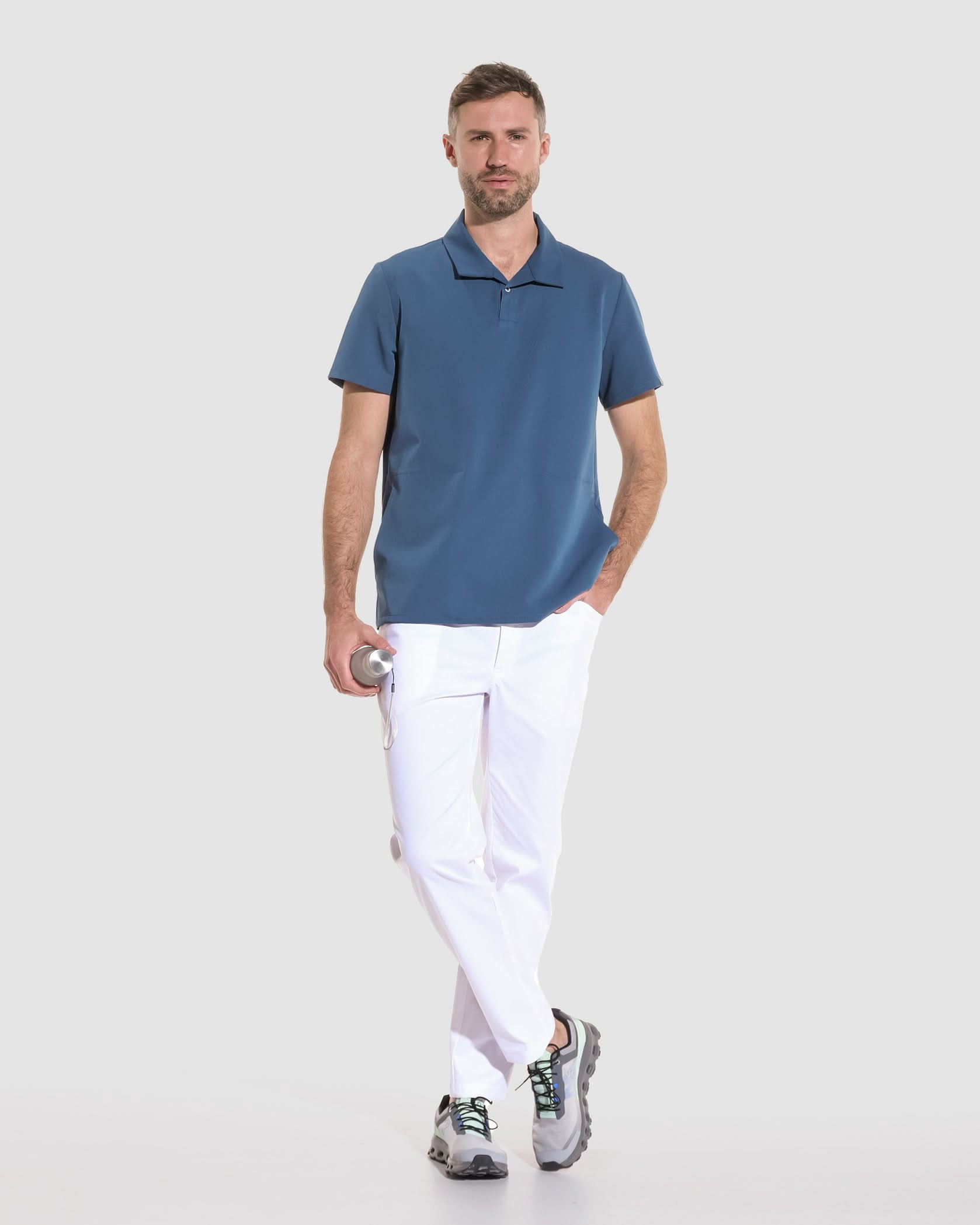 Pantaloni medicali JEANS alb barbati - 1zero1.ro