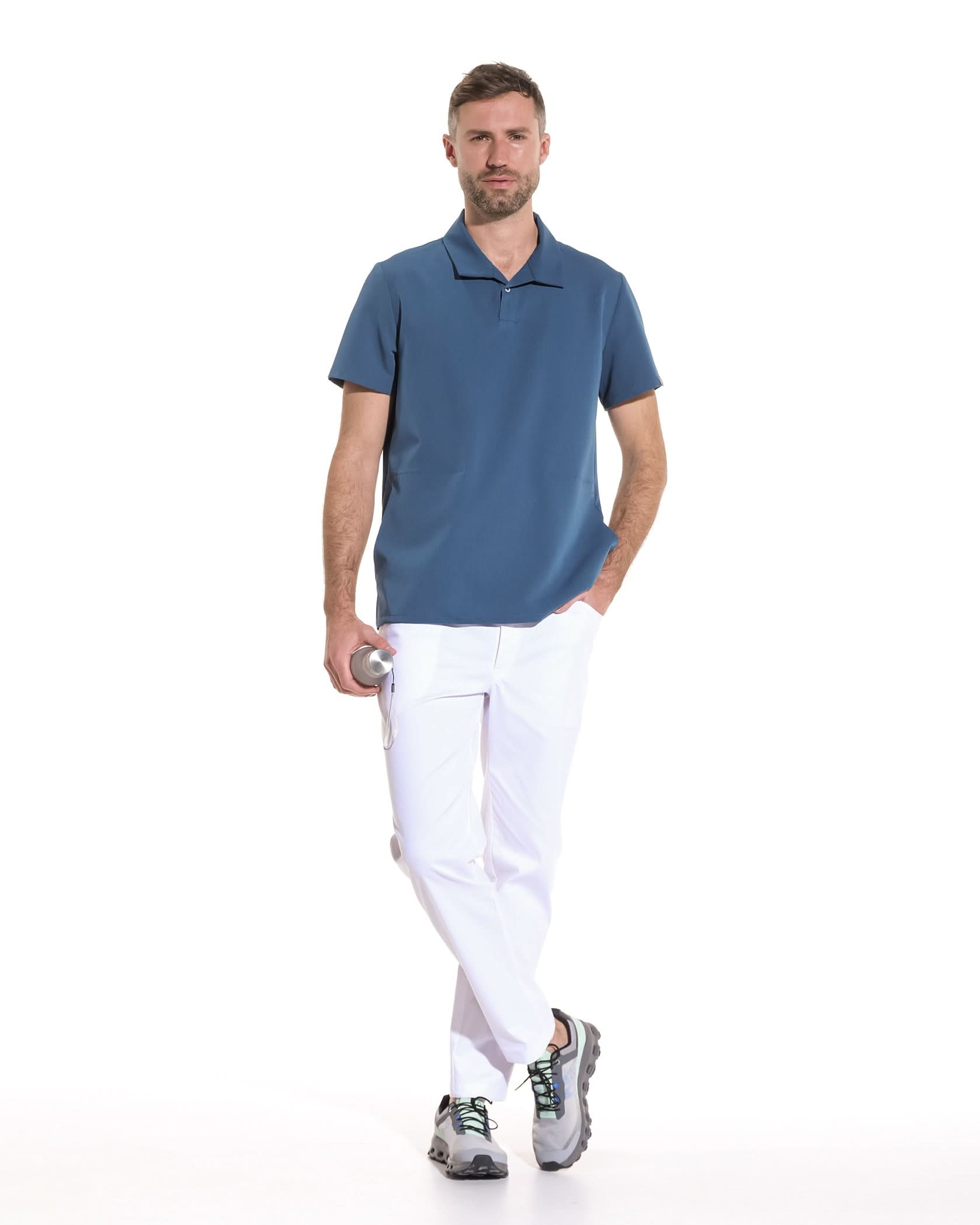 Pantaloni medicali JEANS alb barbati - 1zero1.ro