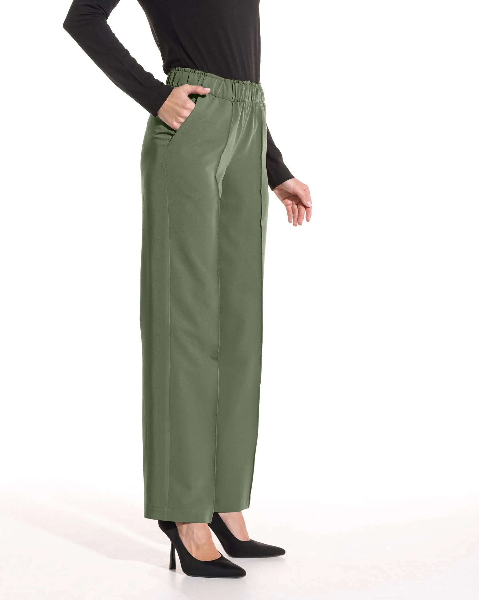 PALAZZO Olive Scrub Pants - Close up details