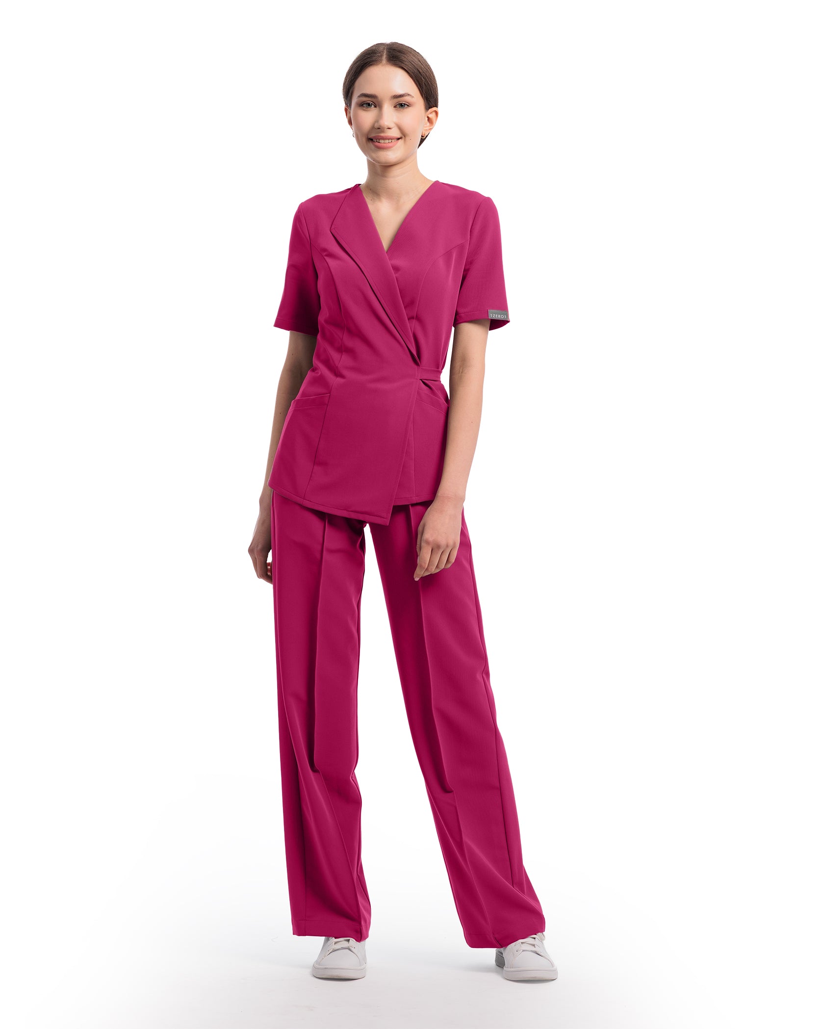 PALAZZO pantaloni medicali magenta - Imagine 4
