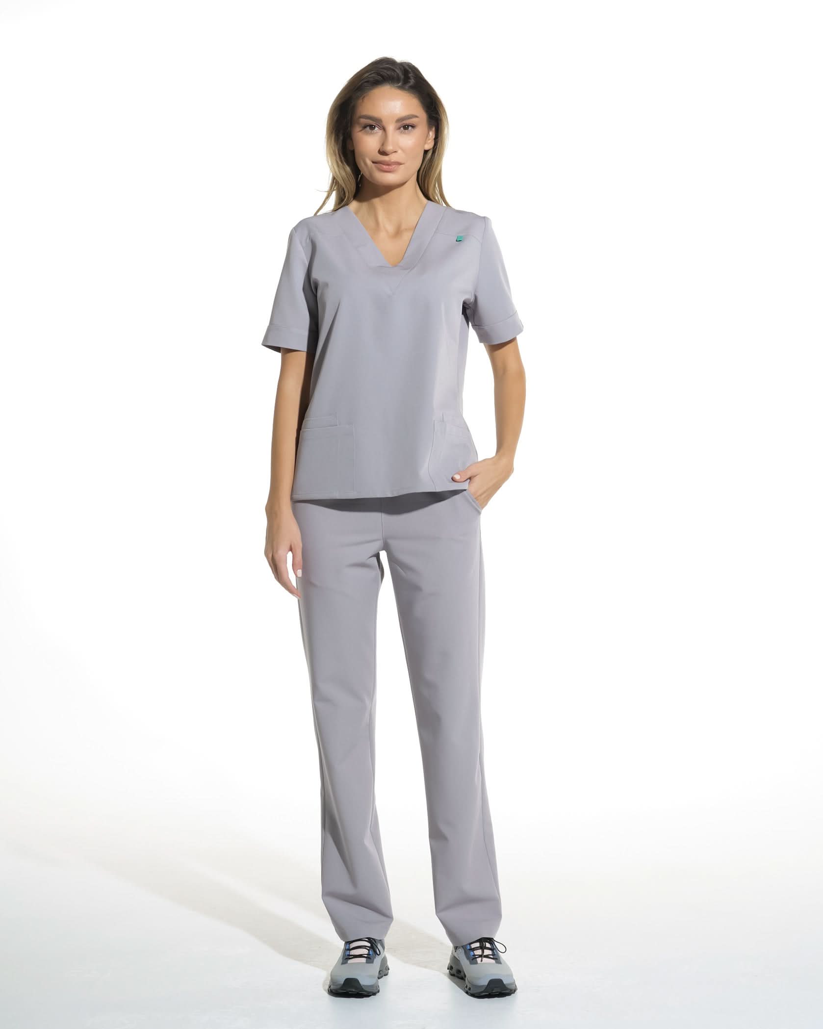 Pantaloni medicali drepti LINEA gri - 1zero1.ro