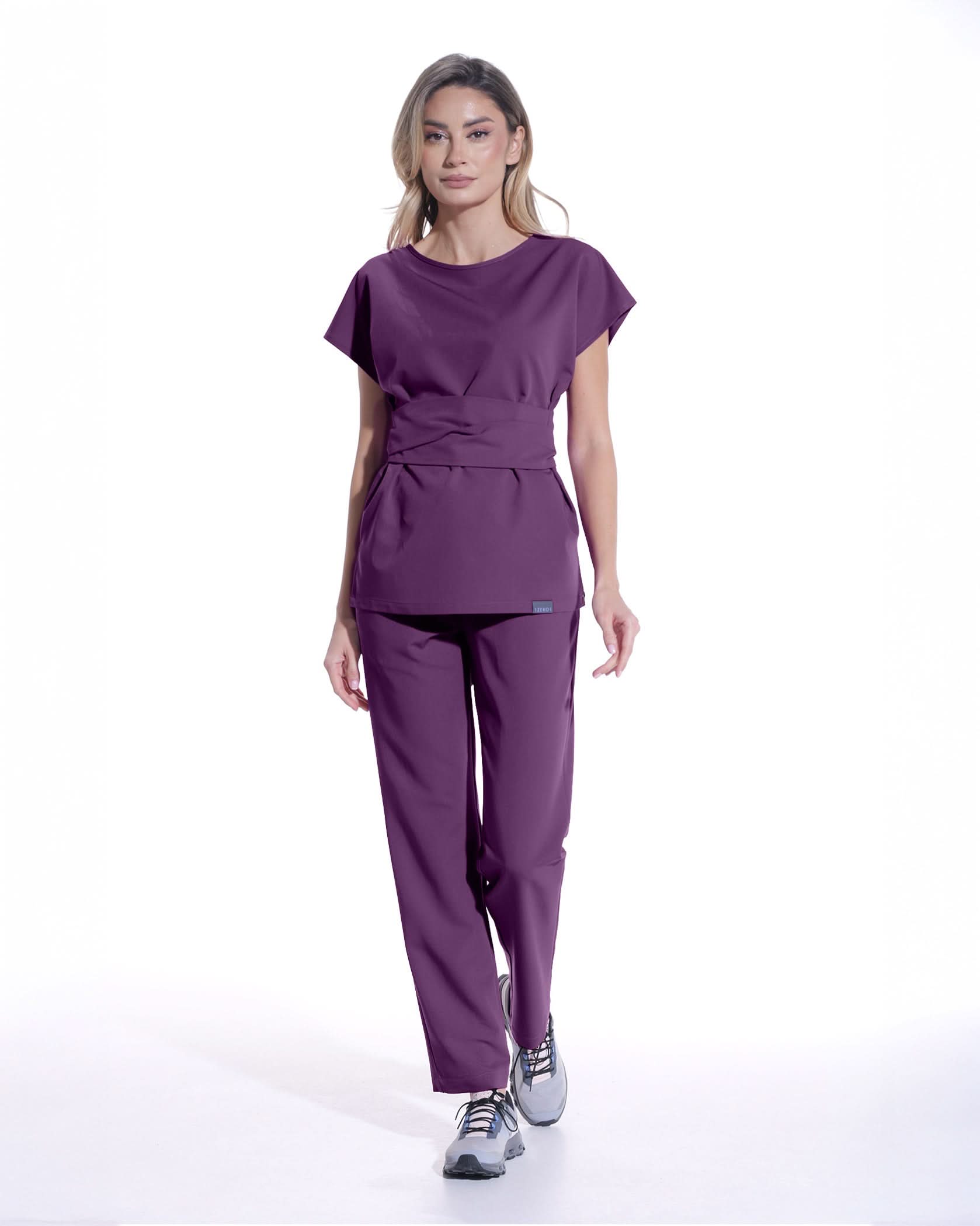 Pantaloni medicali drepti LINEA plum - Imagine 3