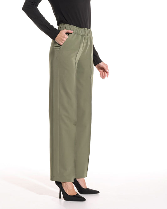 Pantaloni PALAZZO olive - 1zero1.ro