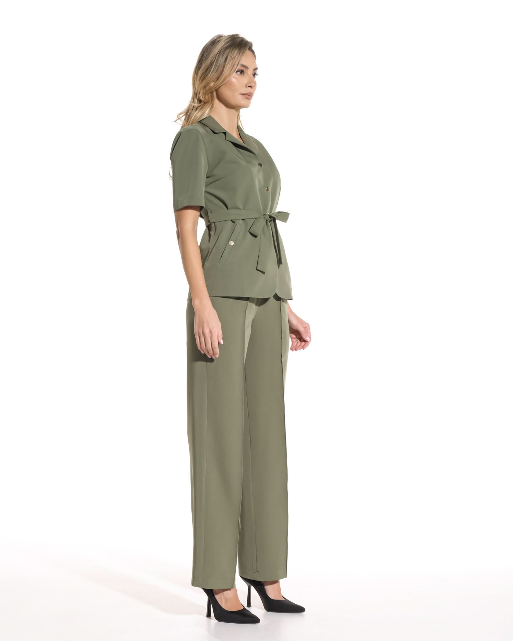 Pantaloni PALAZZO olive - 1zero1.ro
