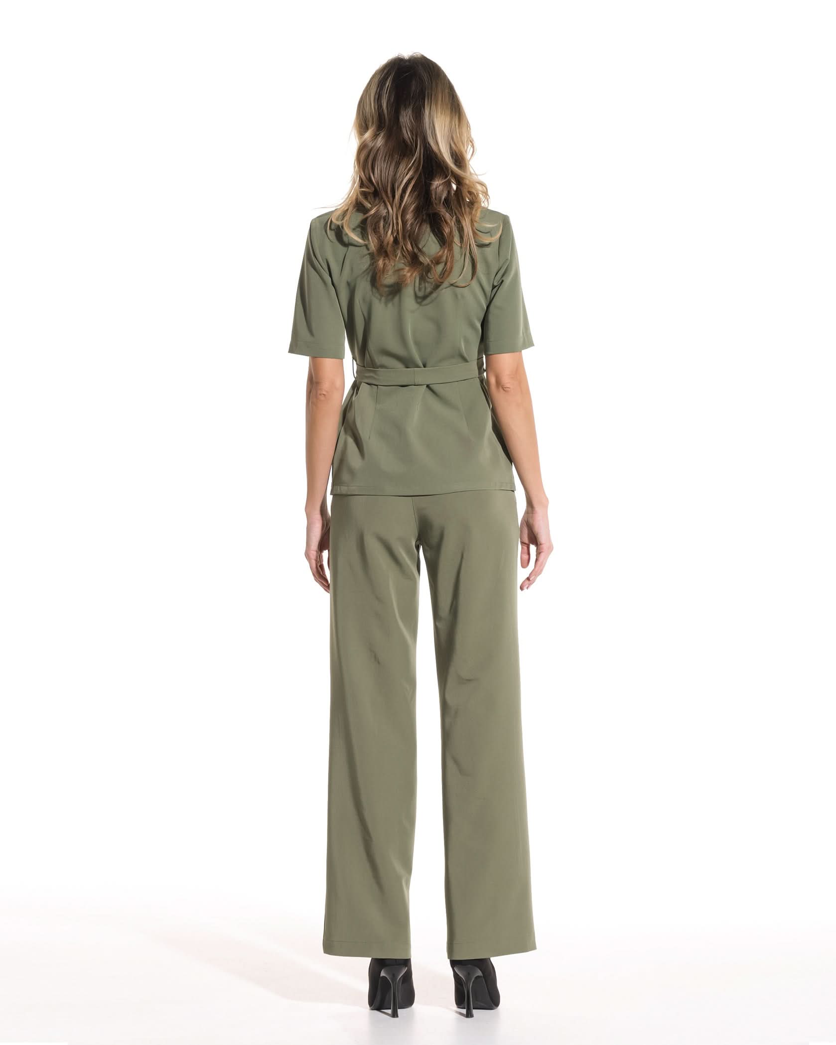 Pantaloni PALAZZO olive - 1zero1.ro