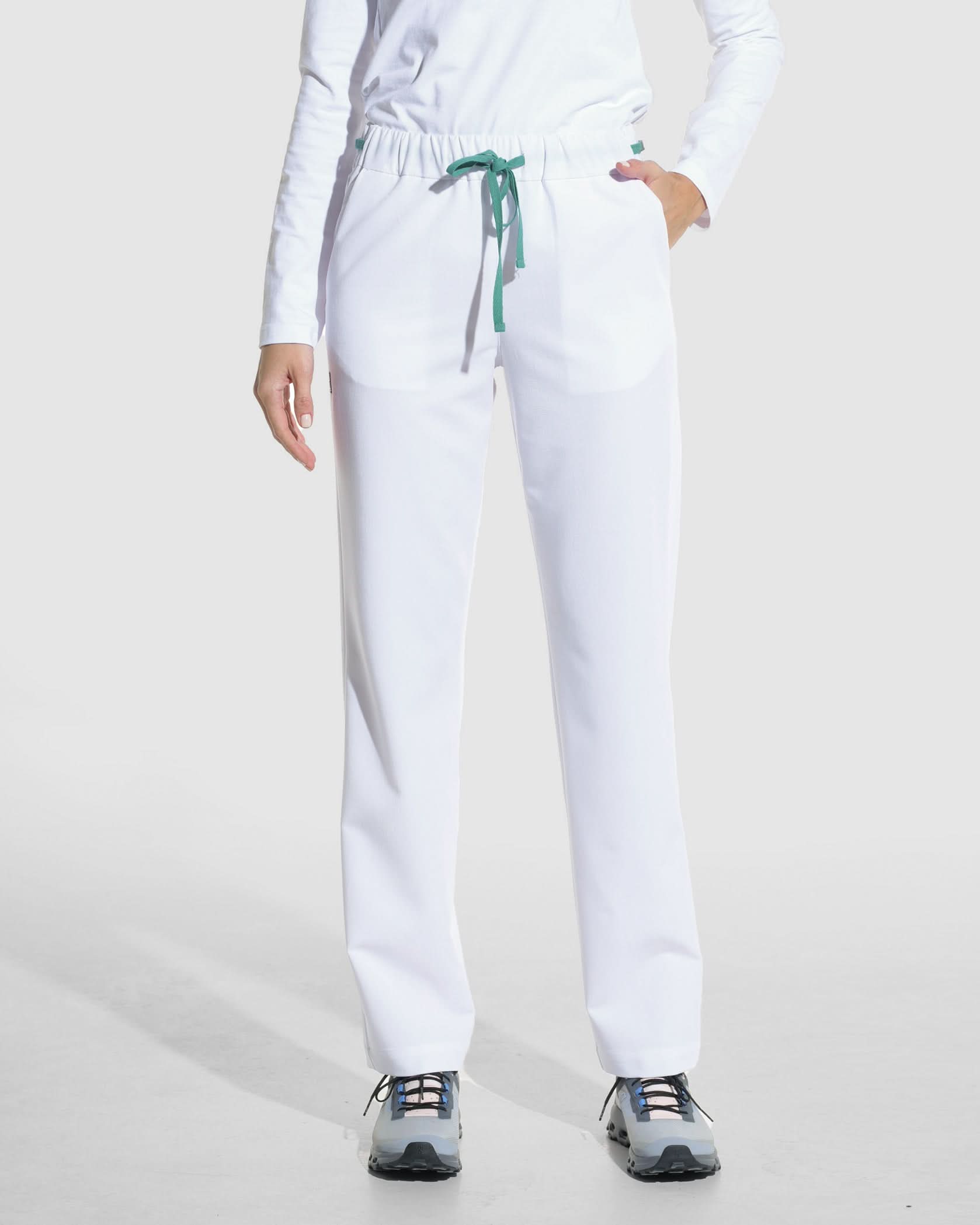 Pantaloni medicali drepti LINEA alb - 1zero1.ro