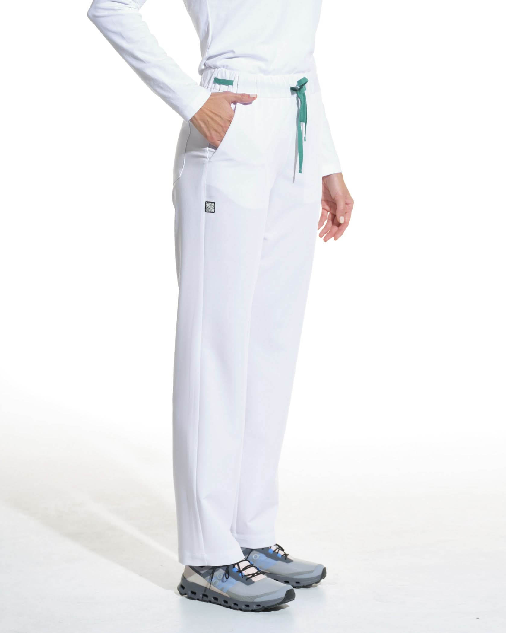 Pantaloni medicali drepti LINEA alb - 1zero1.ro