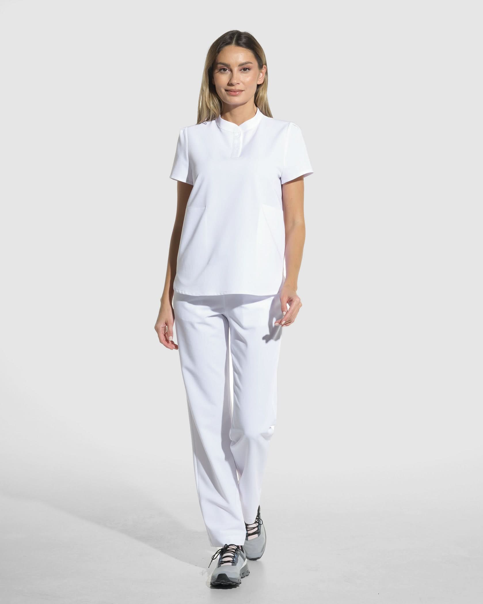 Pantaloni medicali drepti LINEA alb - 1zero1.ro
