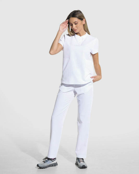 Pantaloni medicali drepti LINEA alb - 1zero1.ro