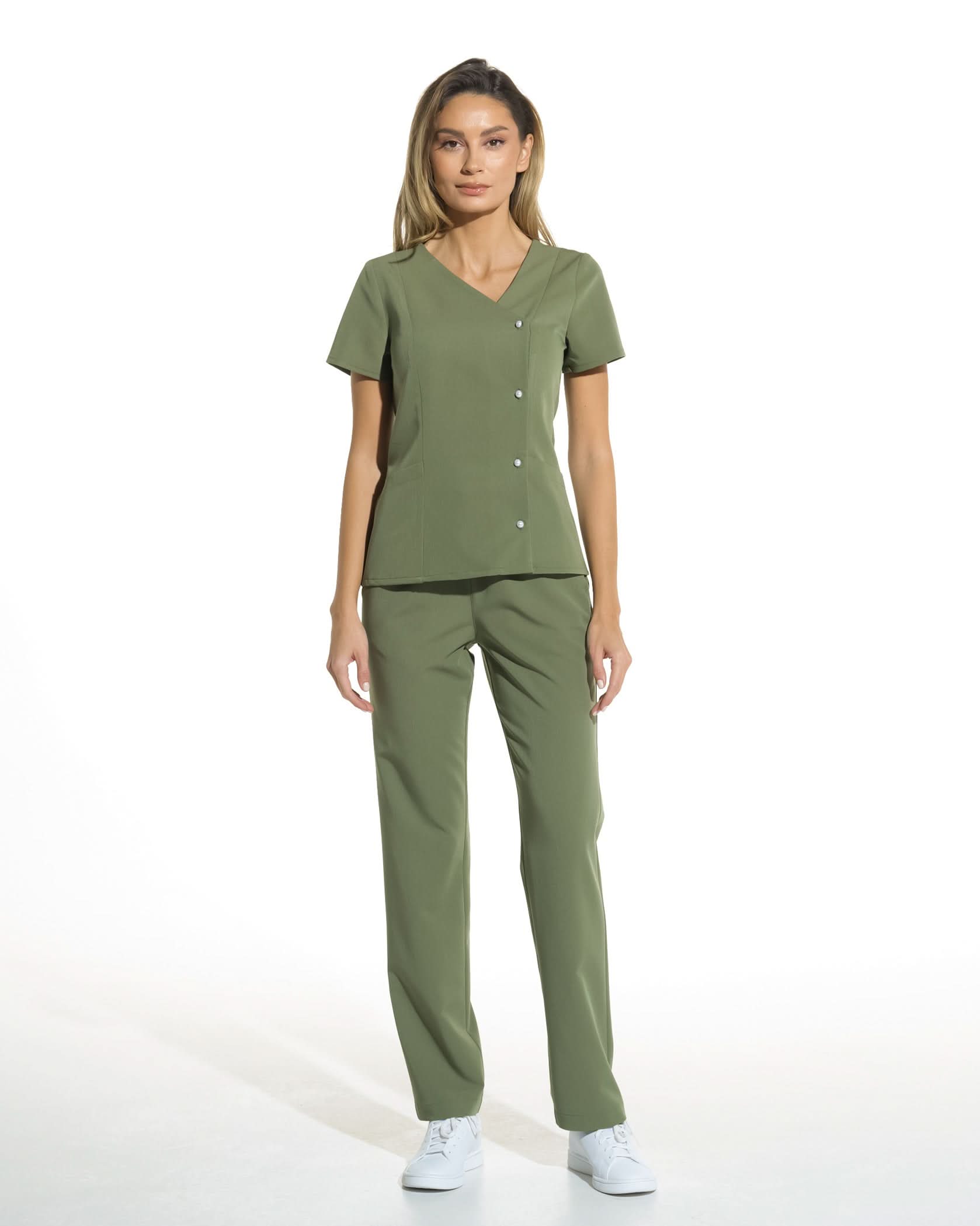 Pantaloni medicali drepti LINEA olive - 1zero1.ro