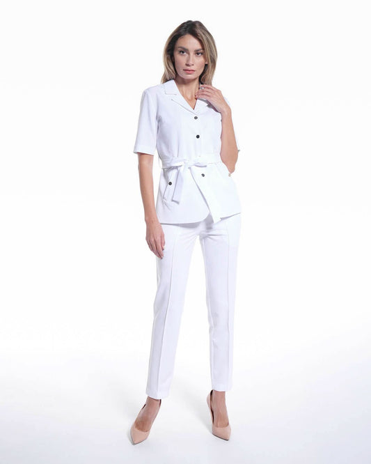 Pantaloni NOVUM alb - 1zero1.ro