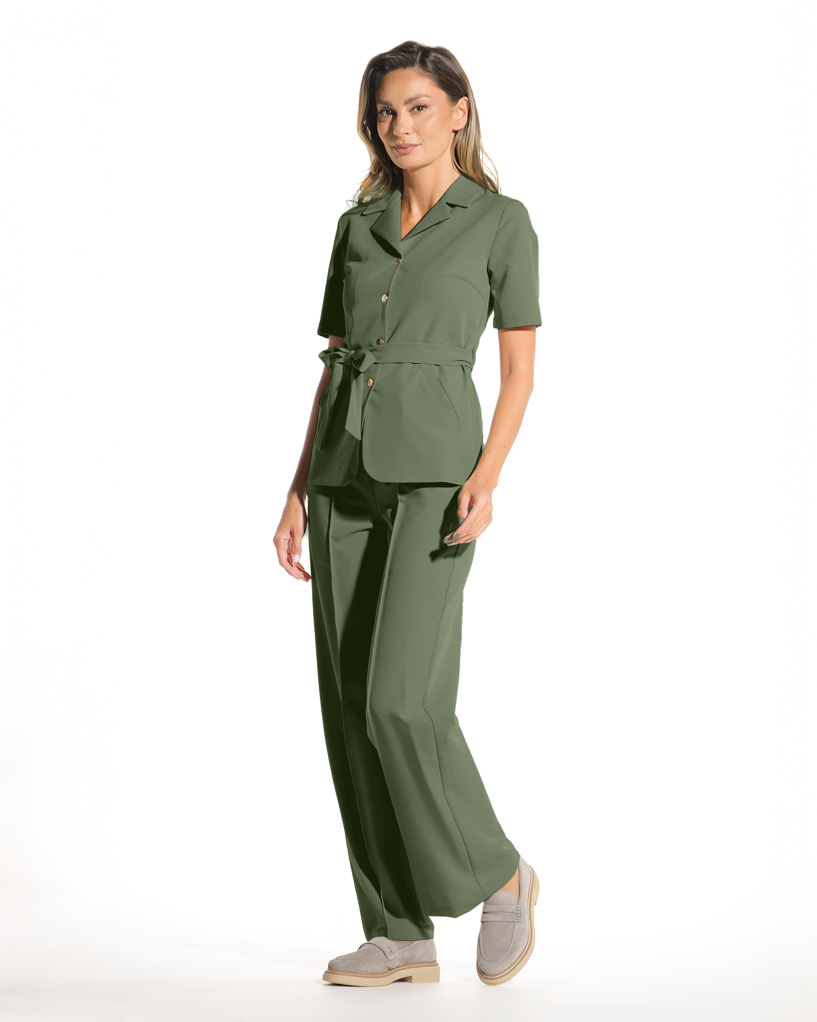 PALAZZO pantaloni medicali olive - Imagine 3