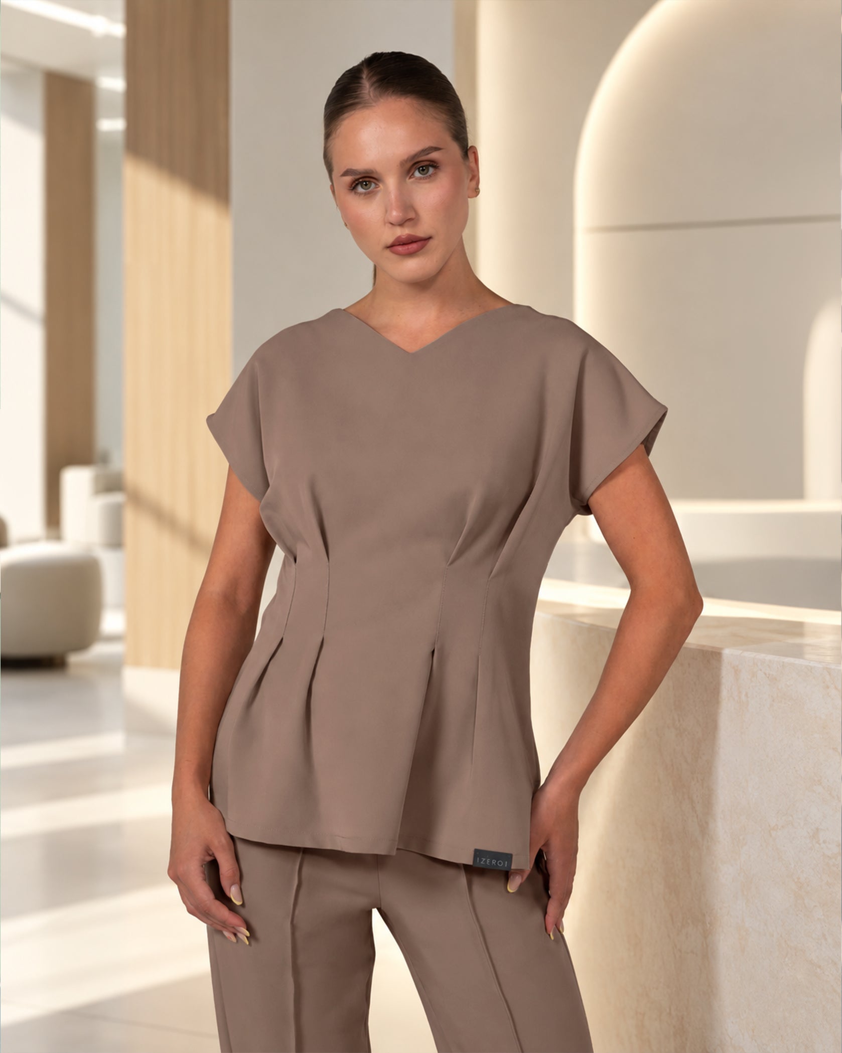 ANORA bluza medicala cappuccino - Vedere frontala