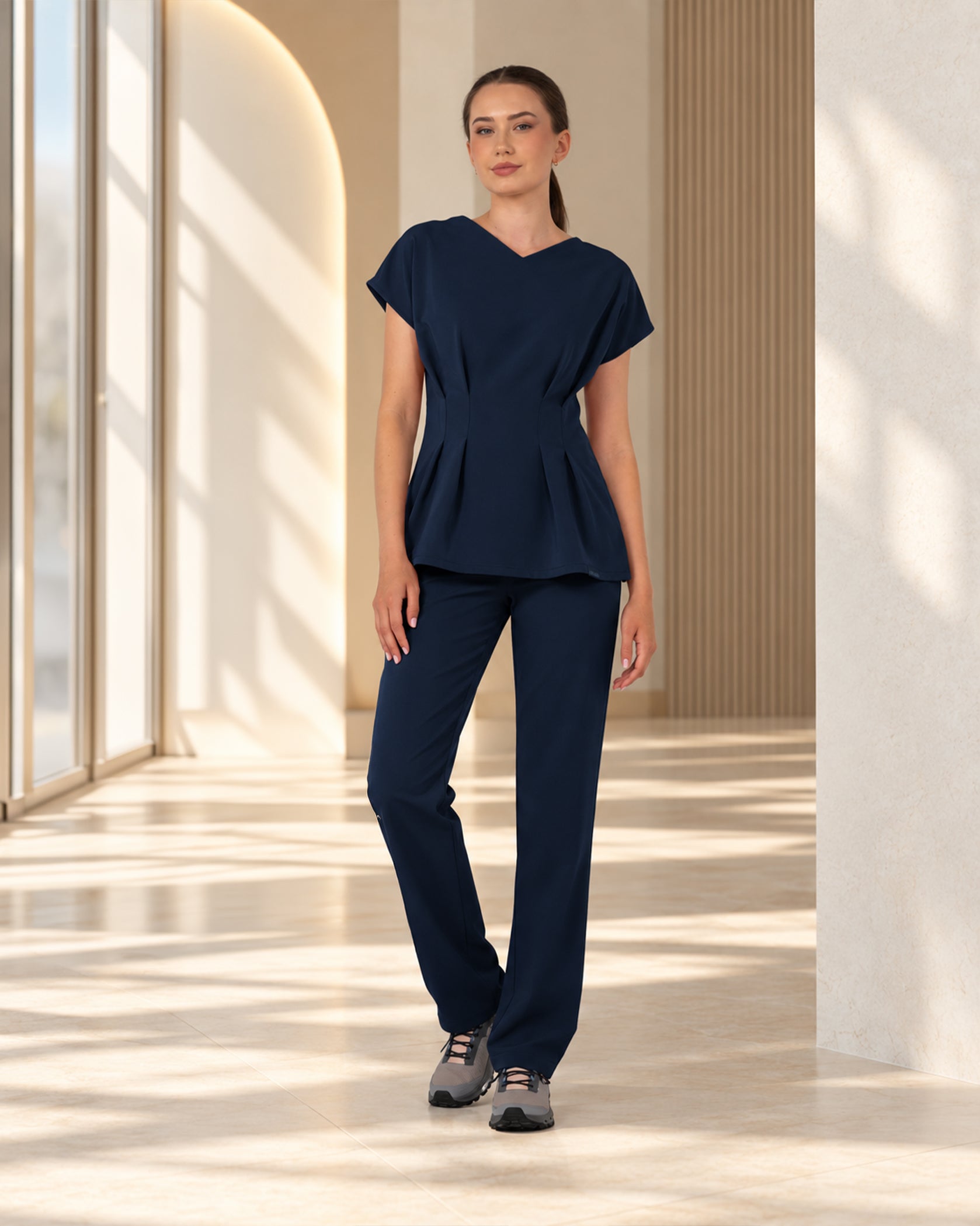 ANORA bluza medicala navy - Detalii close up