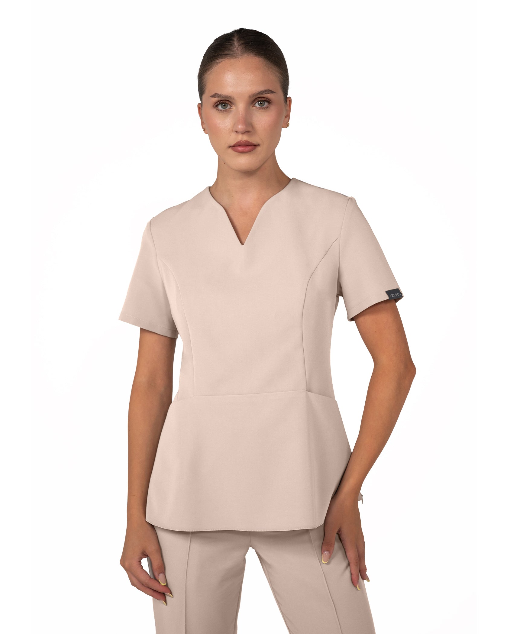 OPAL bluza medicala latte - Detalii close up
