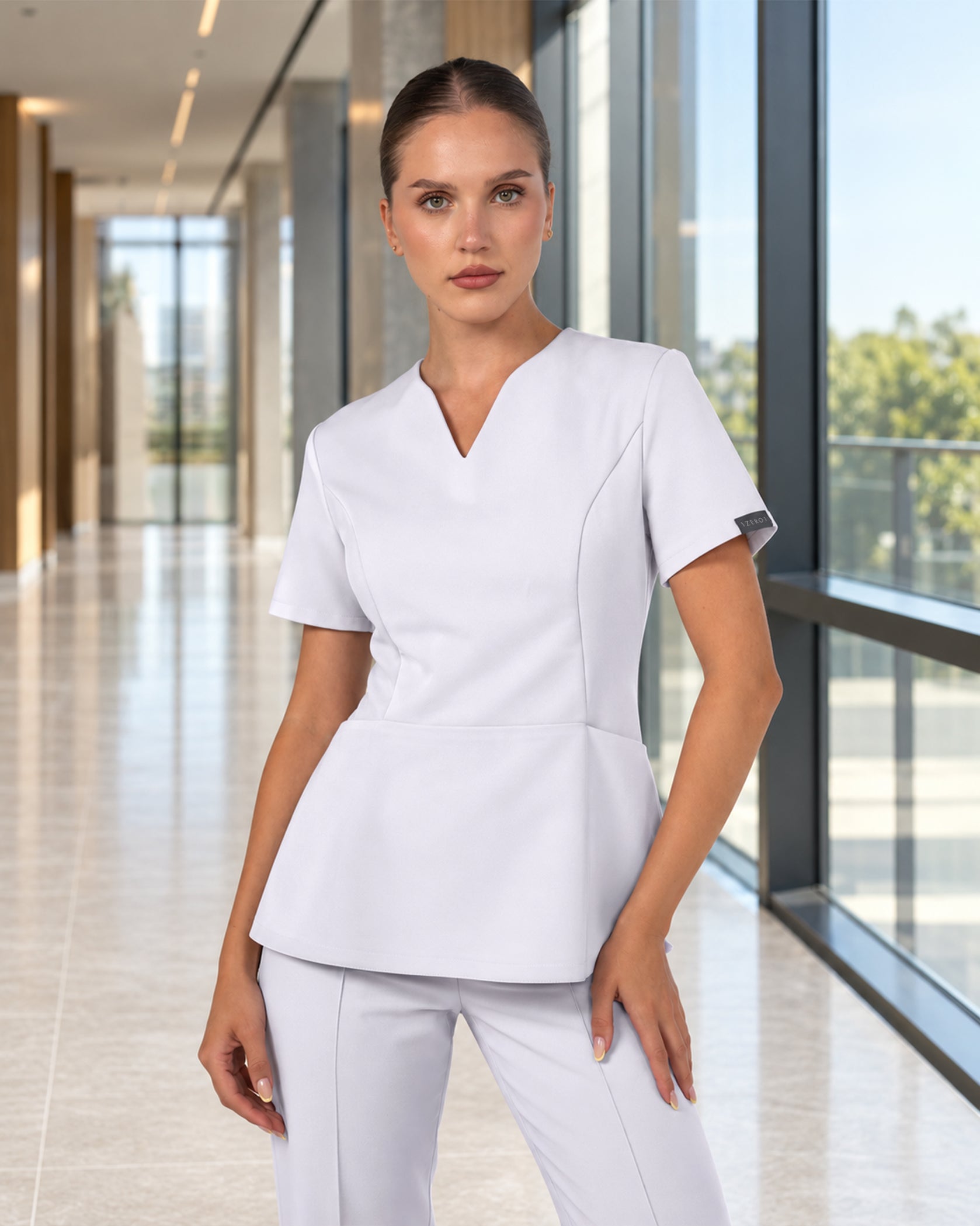 OPAL bluza medicala alb - Vedere frontala