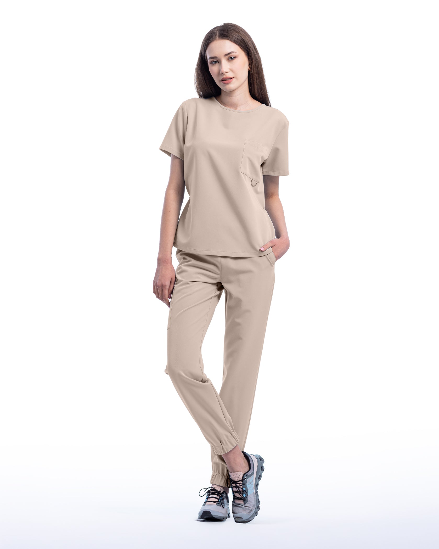 Costum medical ACTIVE Latte - Vedere frontala