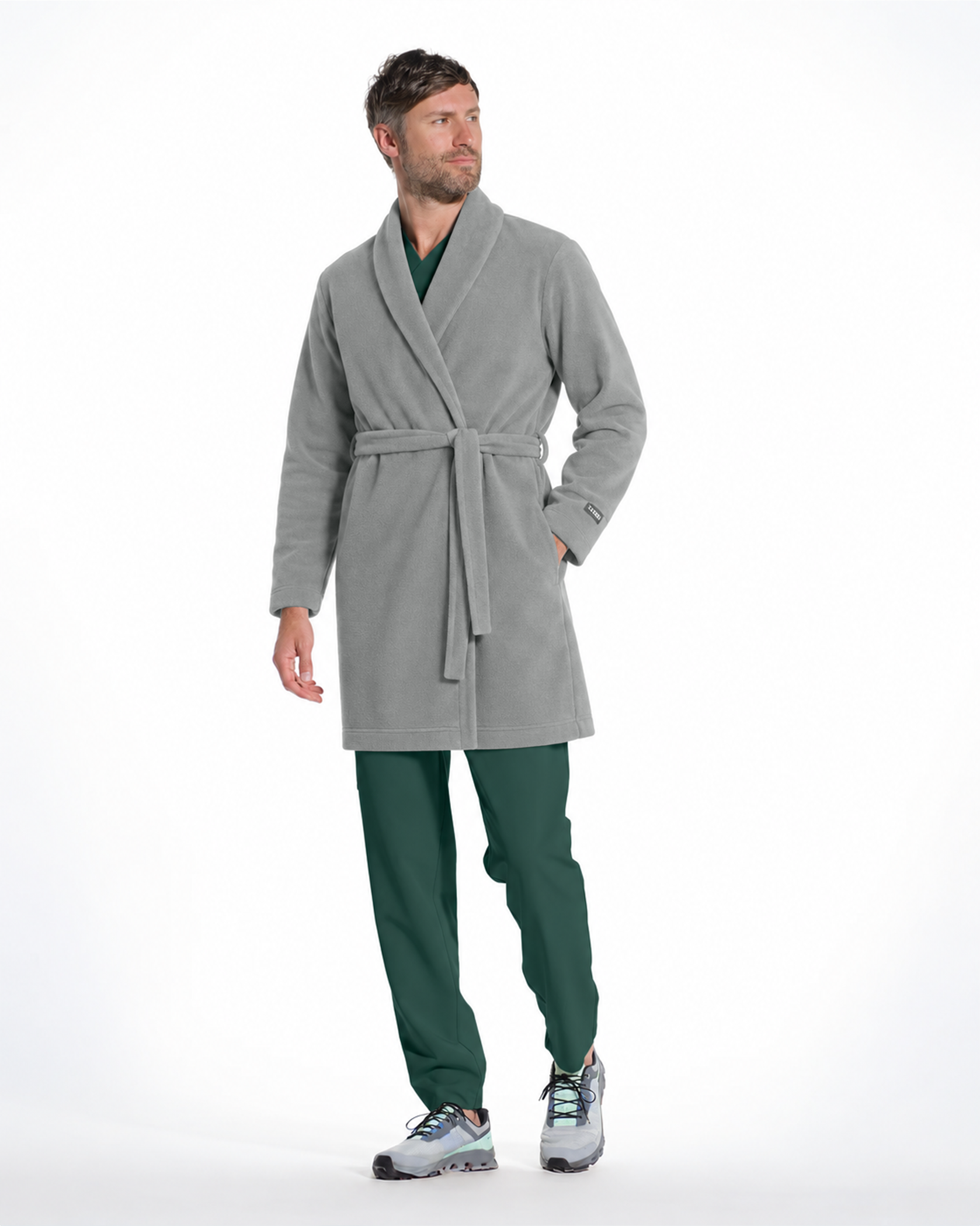 Halat medical barbati NORD gri - Detalii close up
