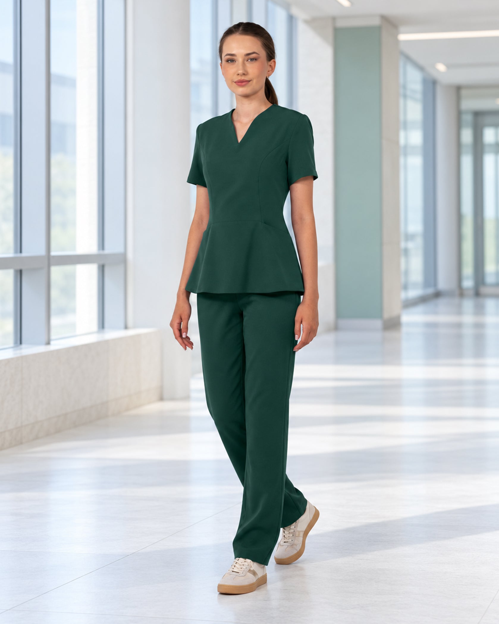 OPAL bluza medicala forest - Detalii close up