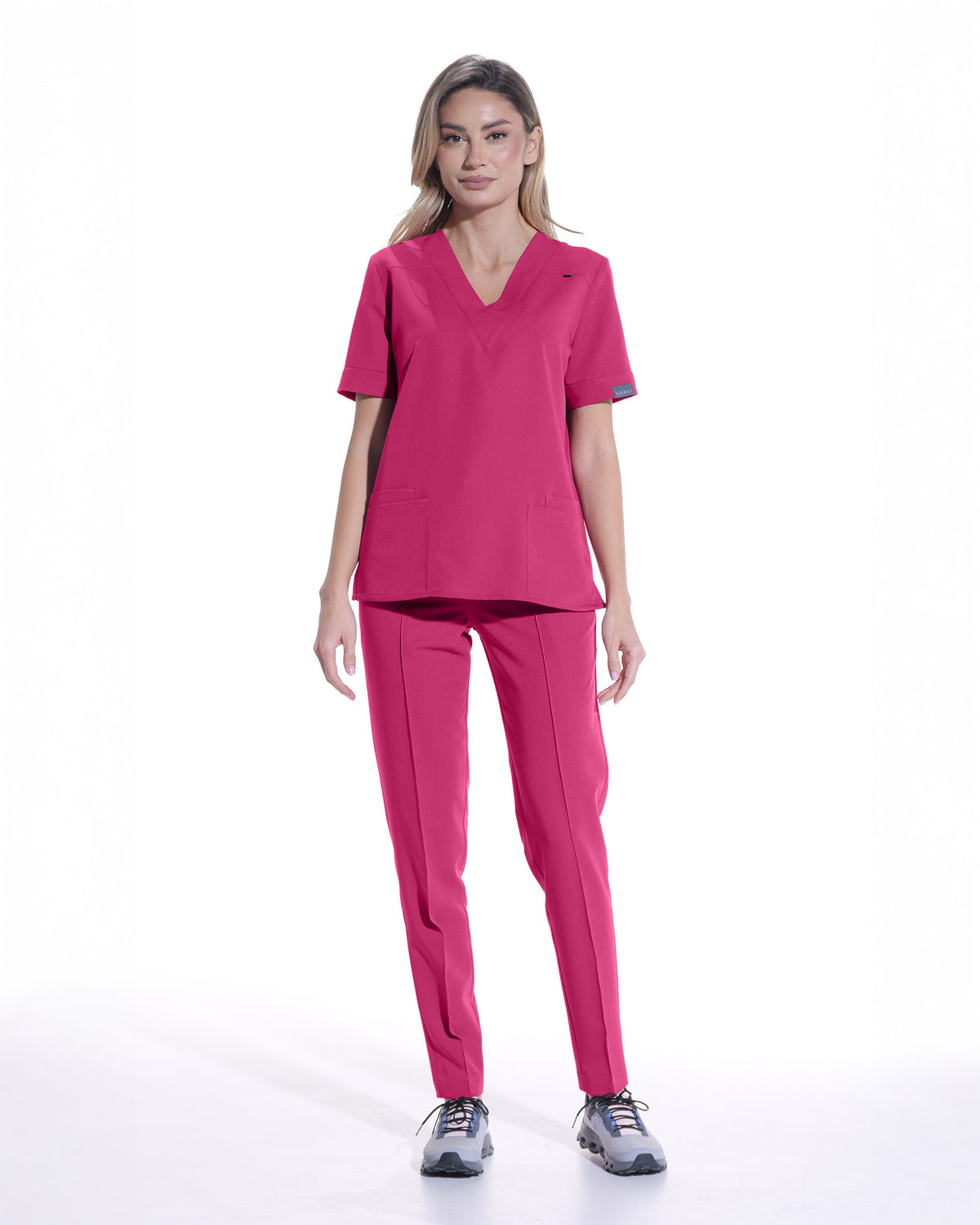 VERSO Magenta Scrub Top