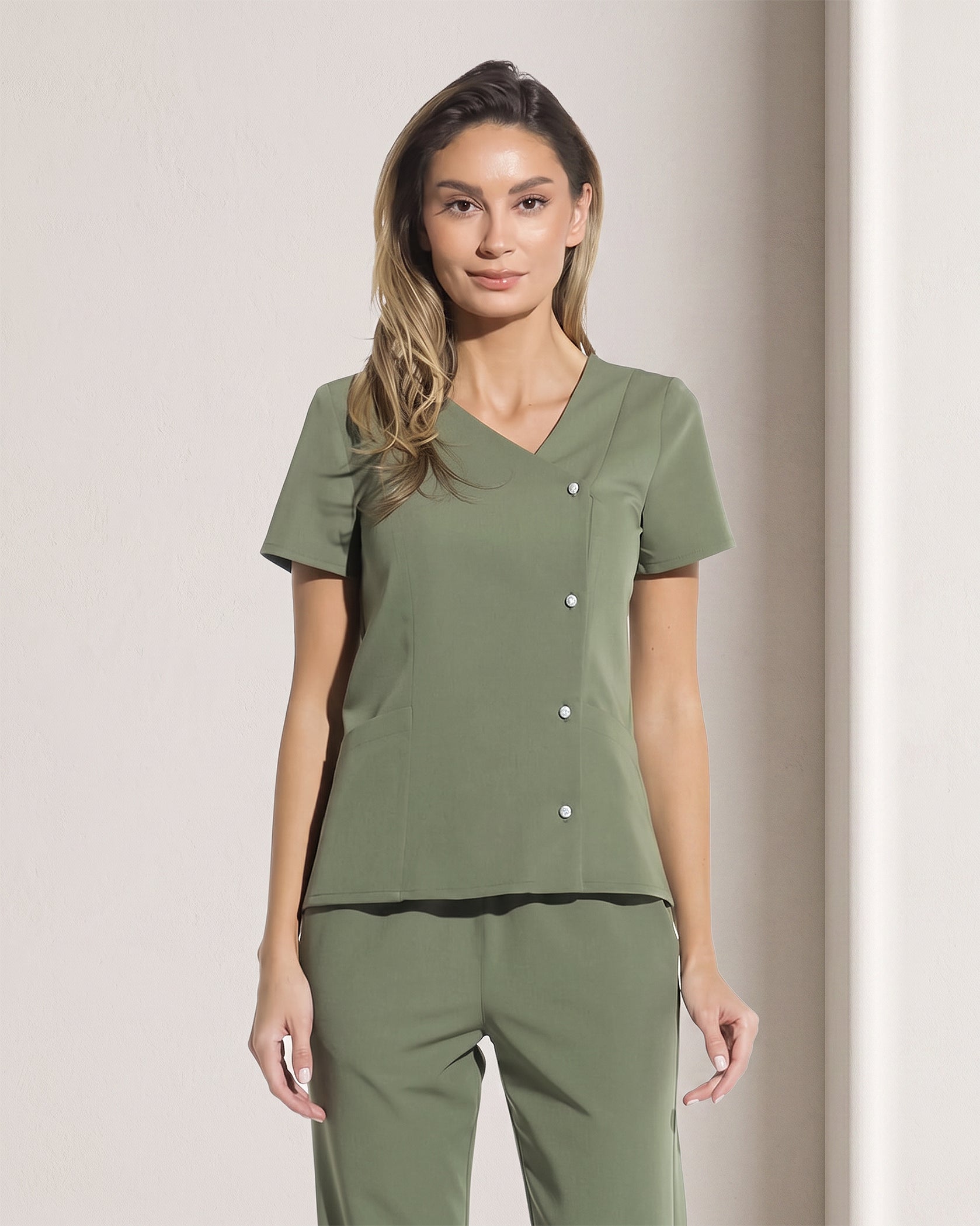 PERLA bluza medicala olive - Vedere frontala