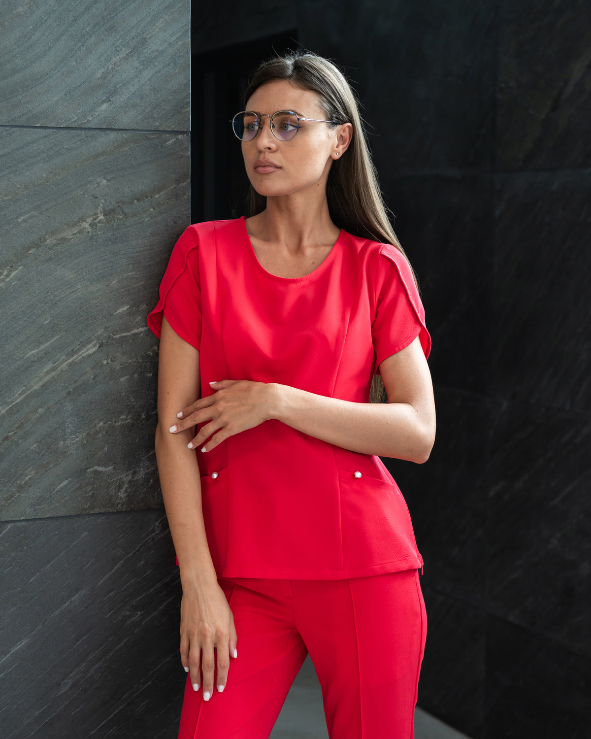 PETALI bluza medicala rosie