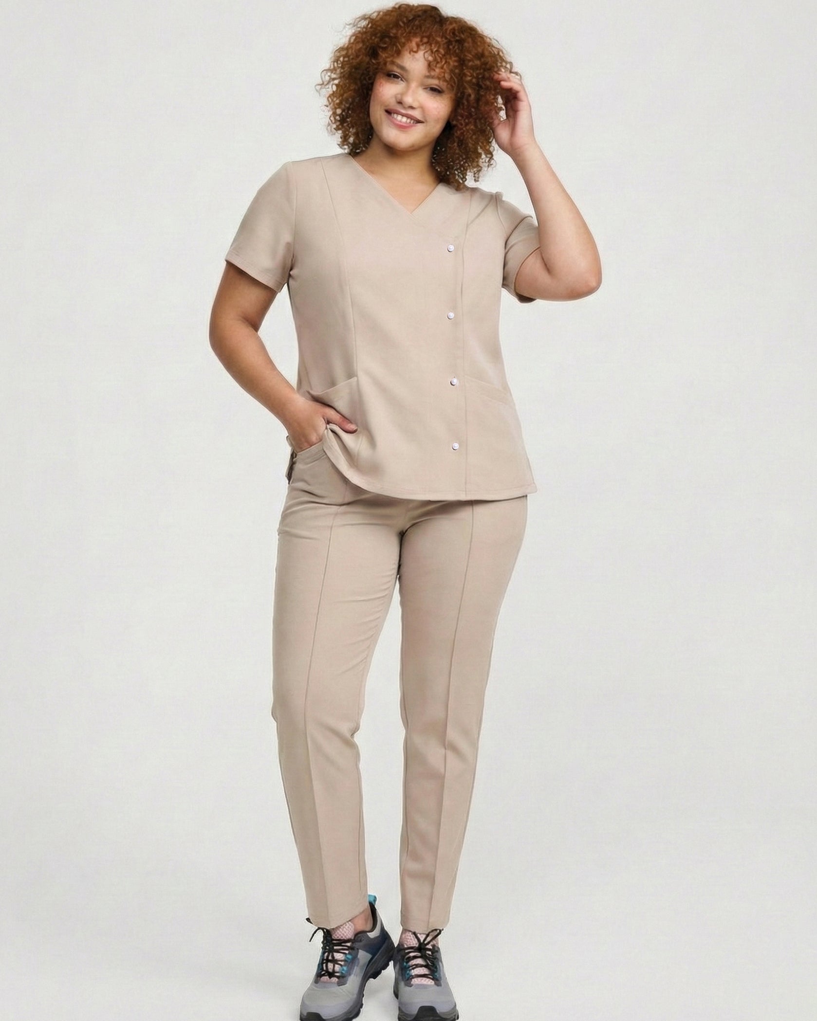 PERLA Latte Scrub Top - Image 5