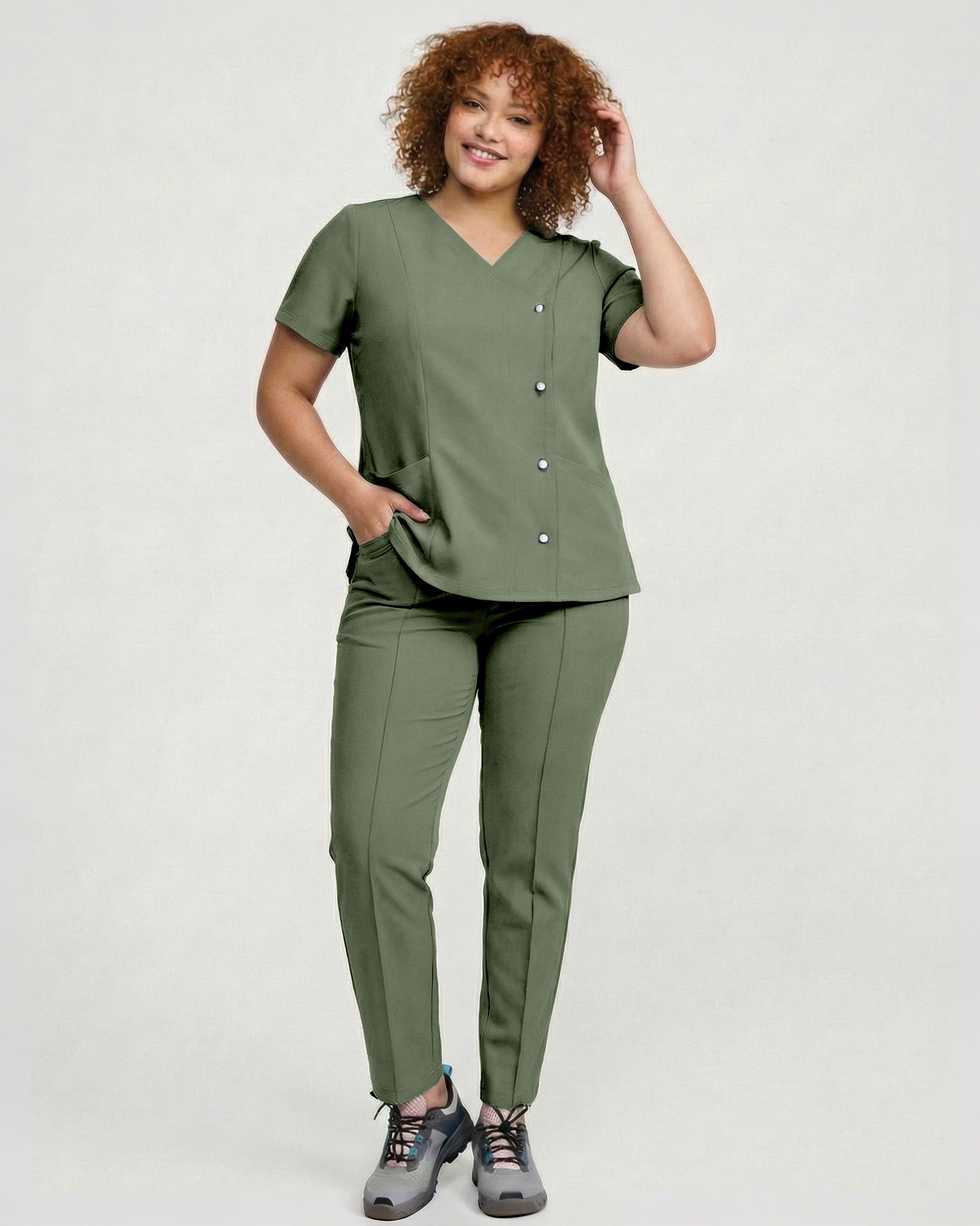 PERLA Olive Scrub Top - Image 5