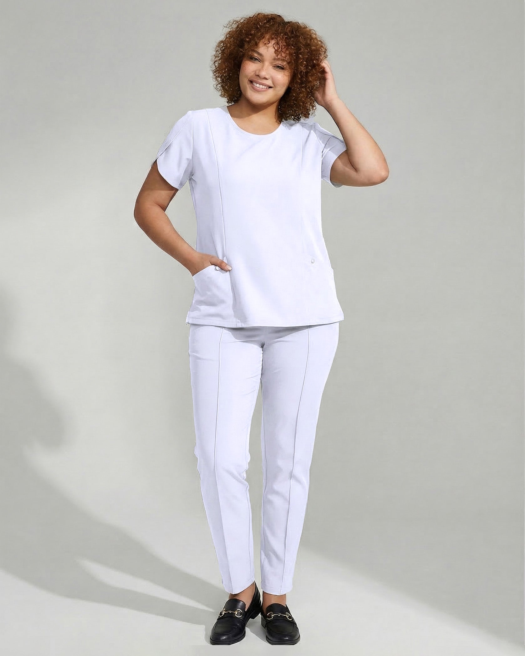 Bluza medicala PETALI alb - Imagine 4