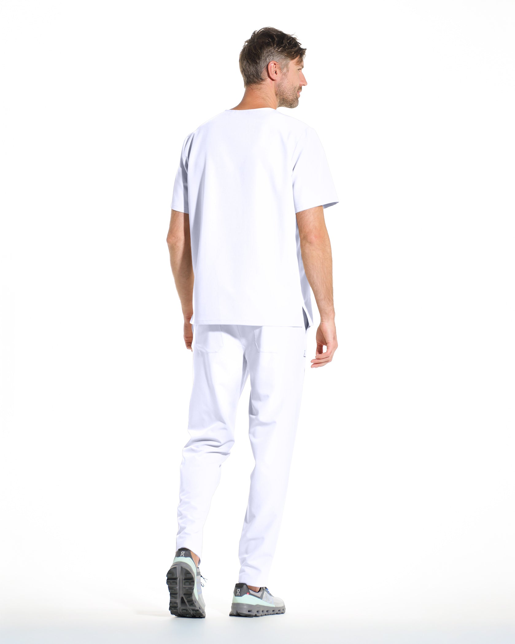 Bluza medicala barbati RAND alb opac - Image 3