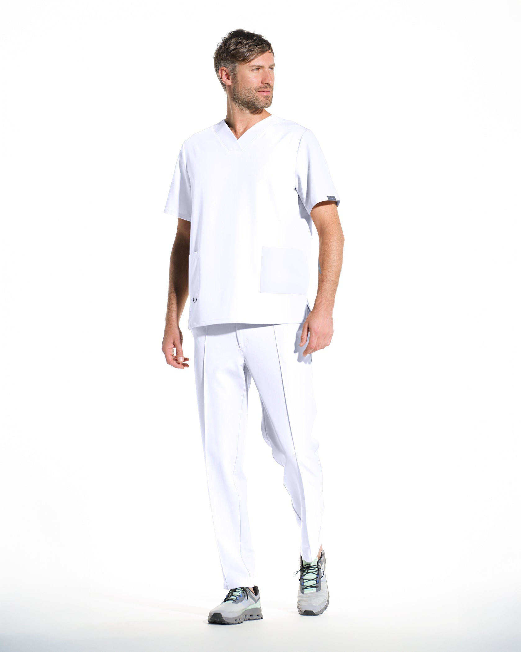 Bluza medicala barbati RAND alb opac - Image 4