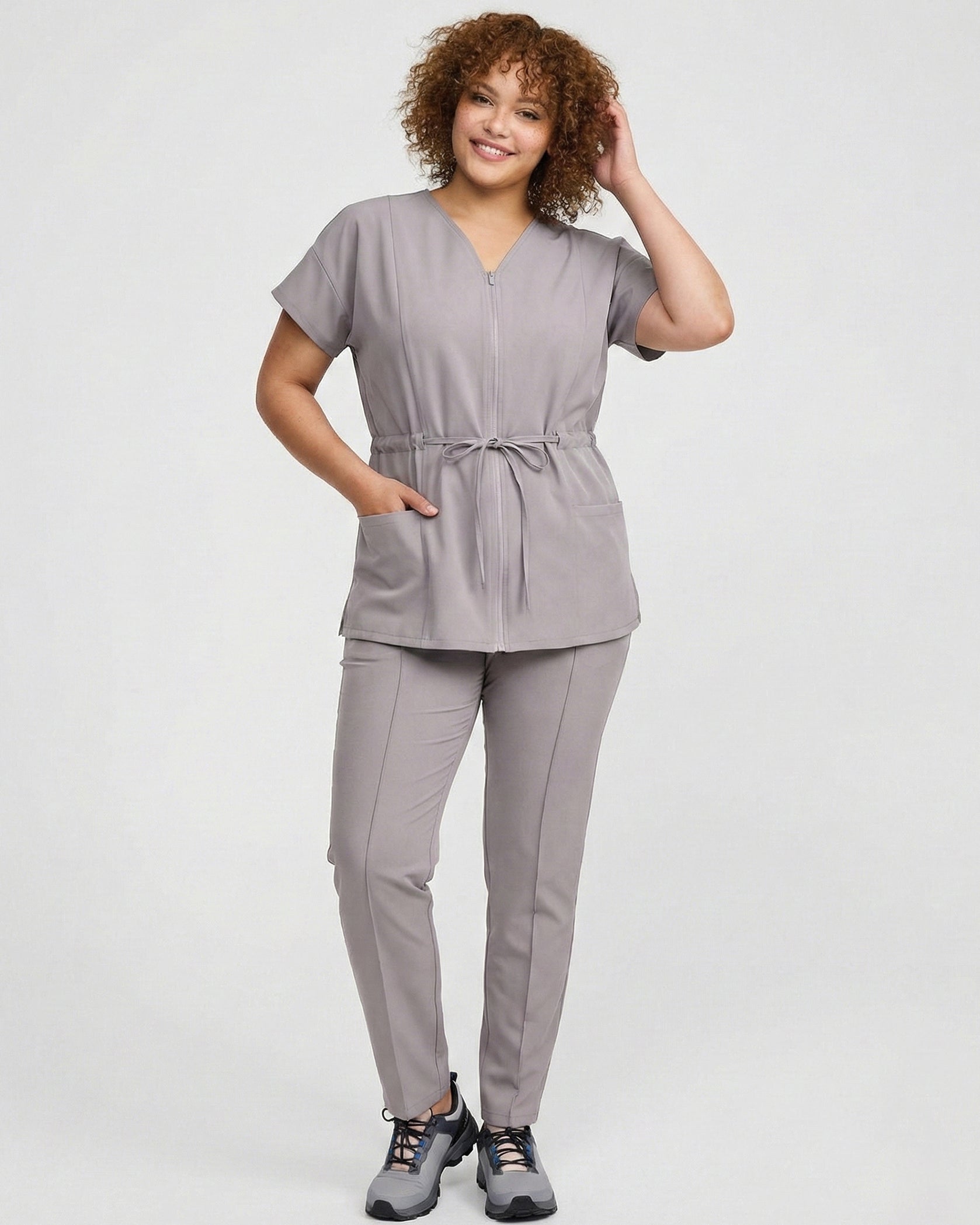 Bluza medicala dama ROSA gri - Imagine 6