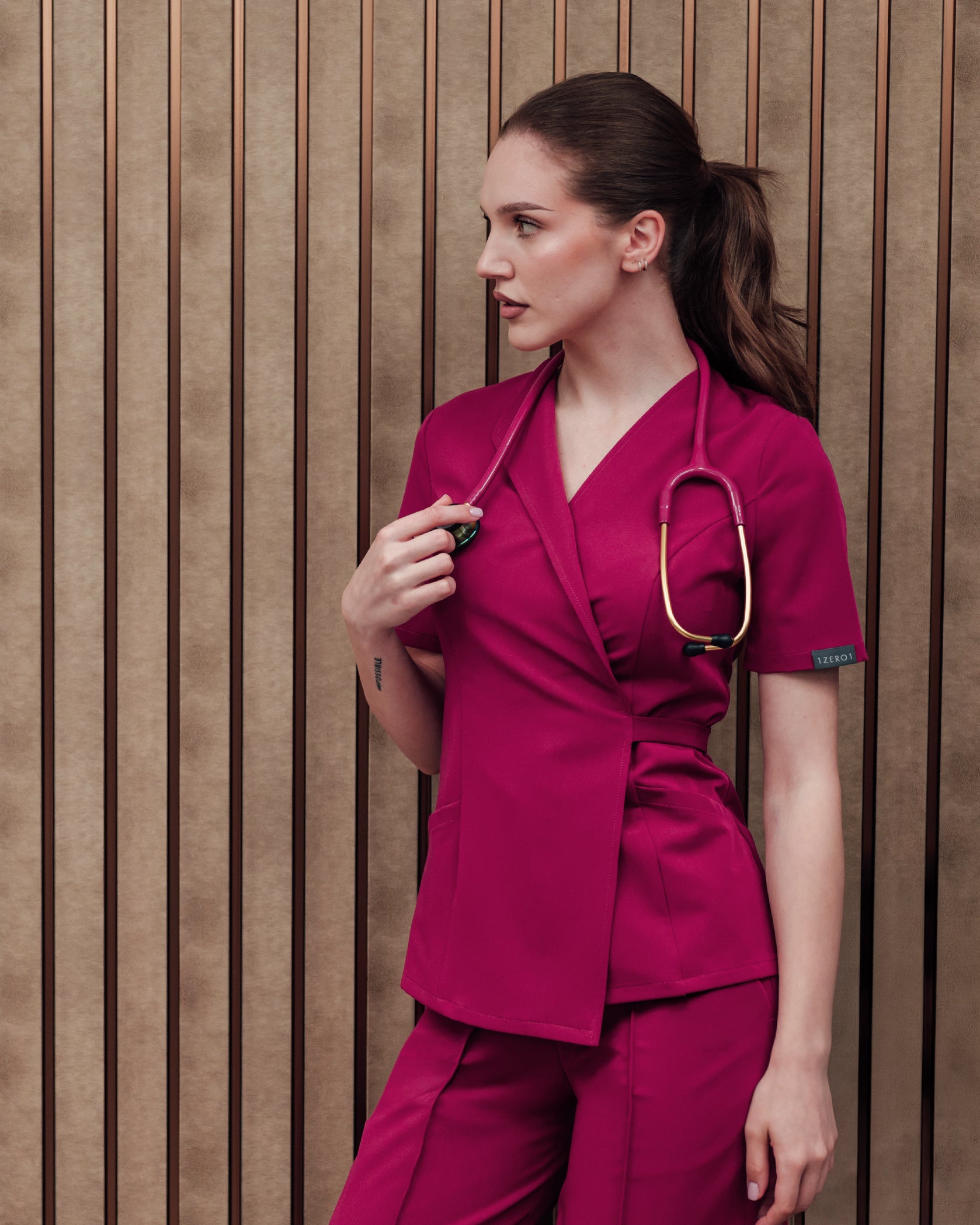 SIENA bluza medicala magenta - Vedere frontala