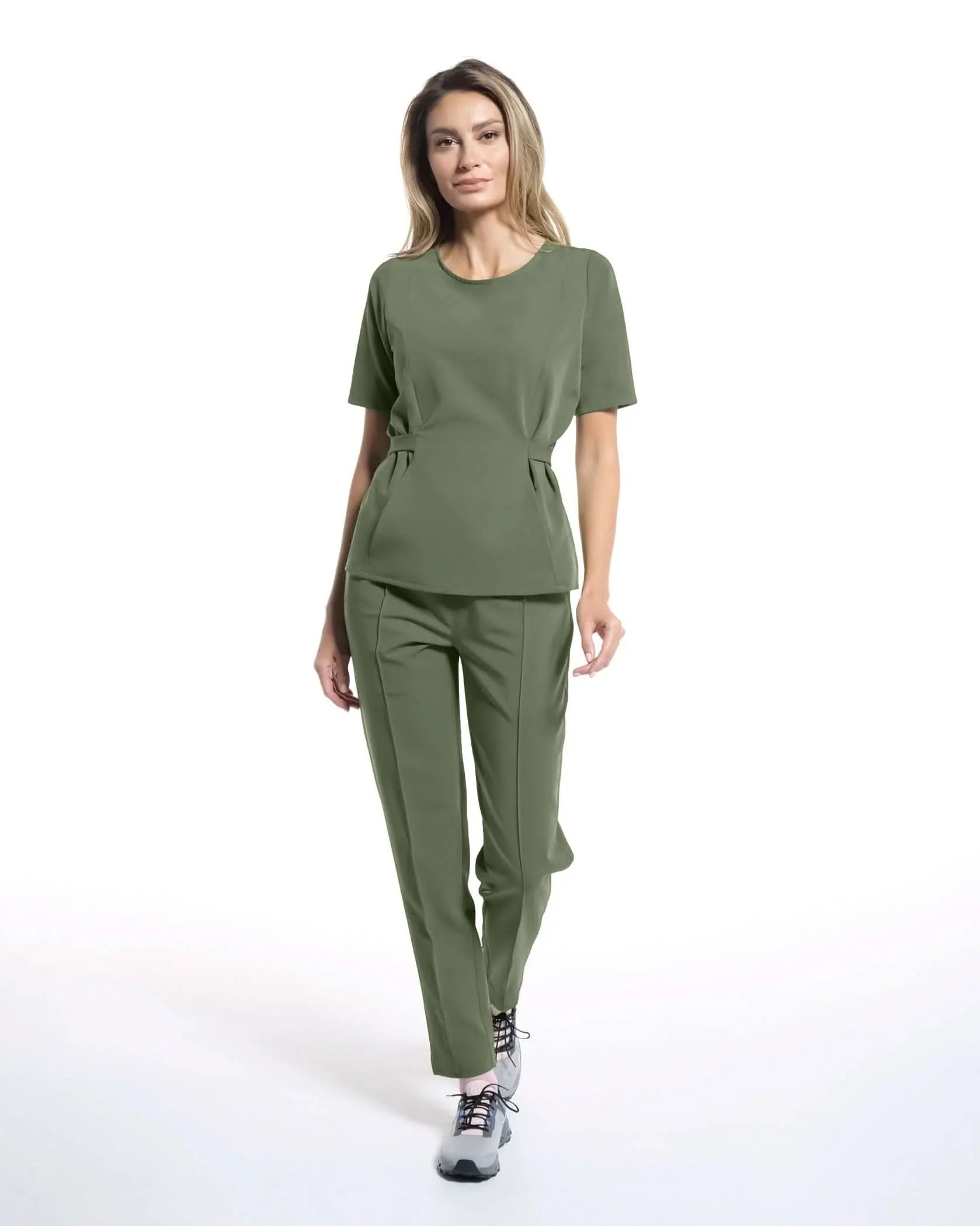 Costum medical CONTOUR Olive - Detalii close up