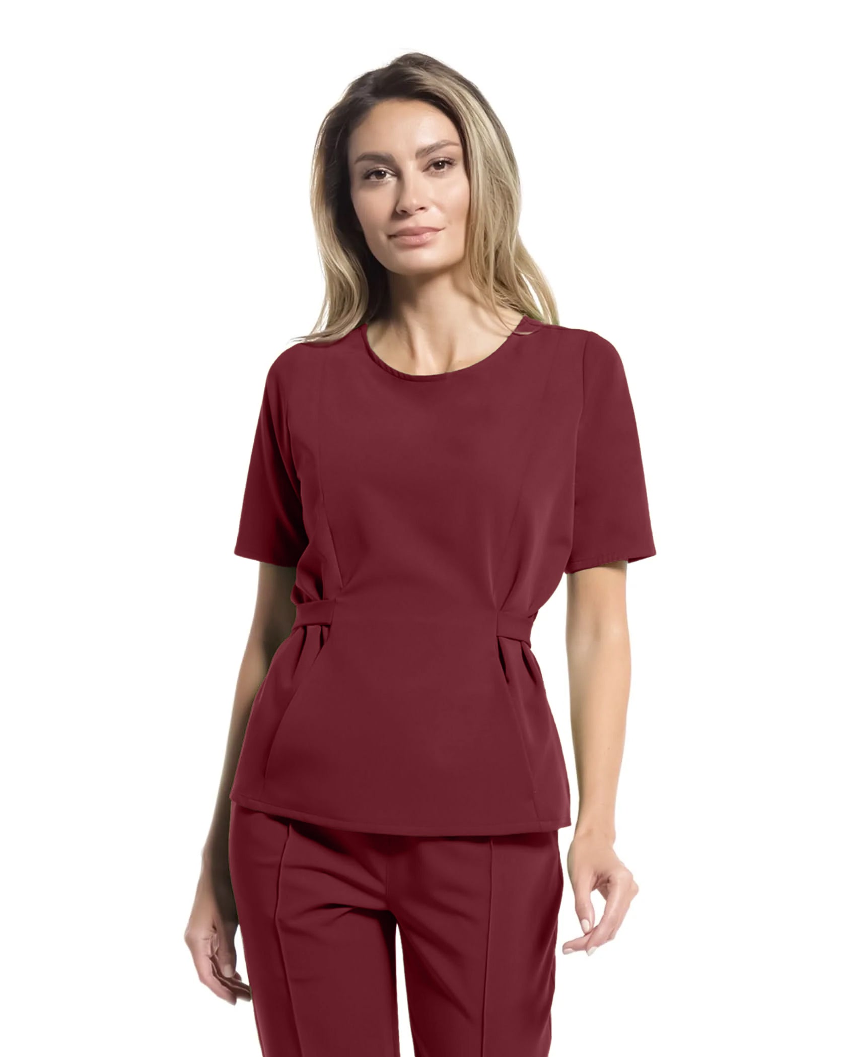 Costum medical CONTOUR Bordo - Detalii close up