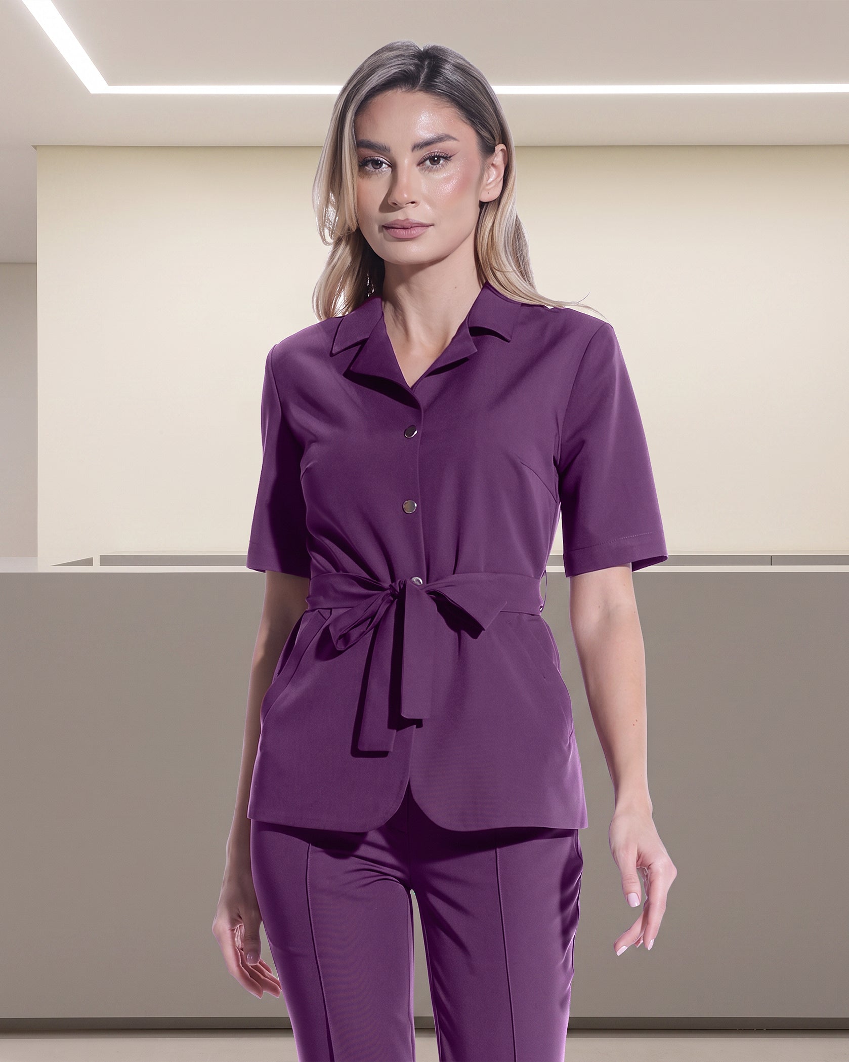 VENUS bluza medicala plum - Vedere frontala
