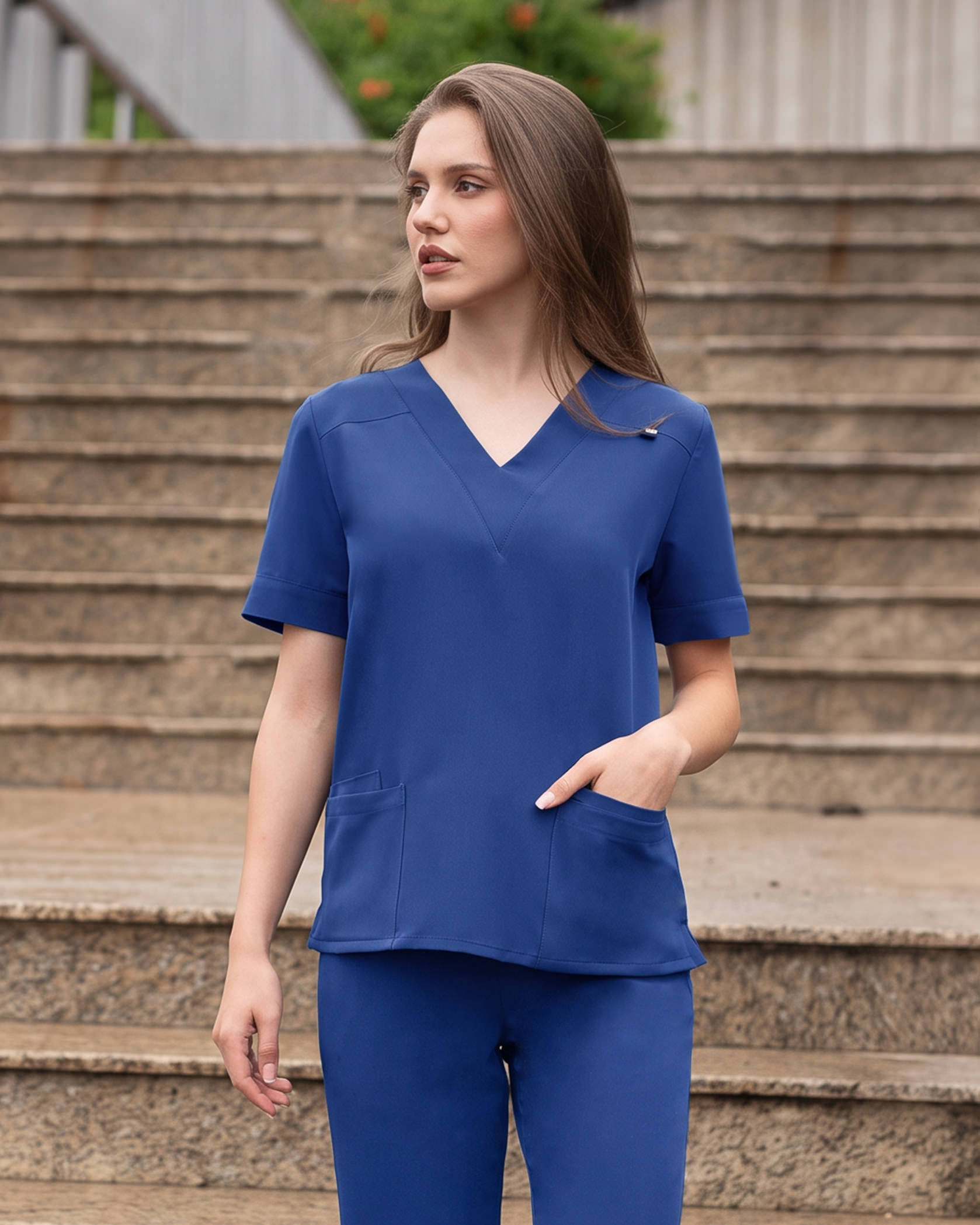 VERSO bluza medicala royal blue - Vedere frontala