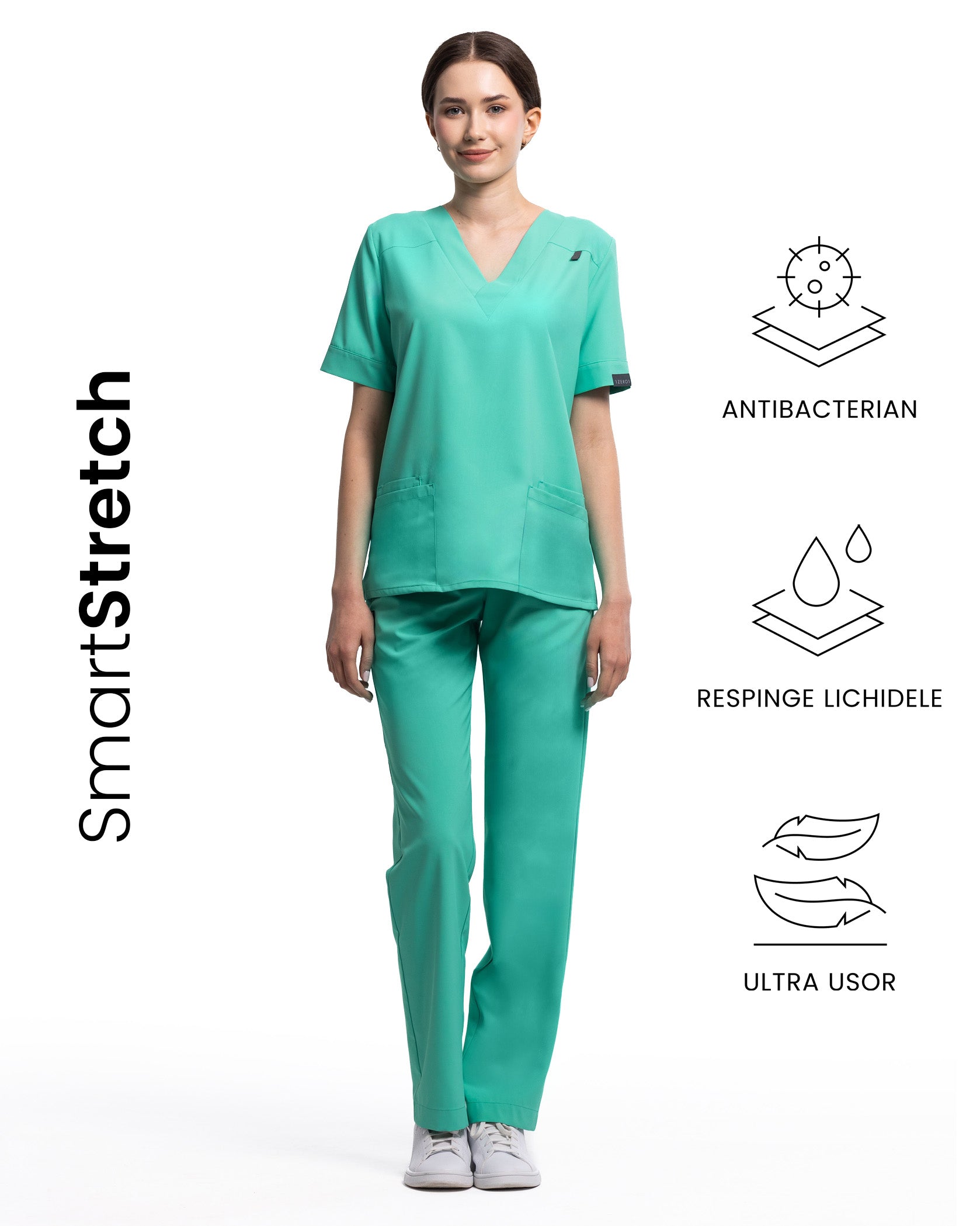 Bluza medicala VERSO aqua - Imagine 3