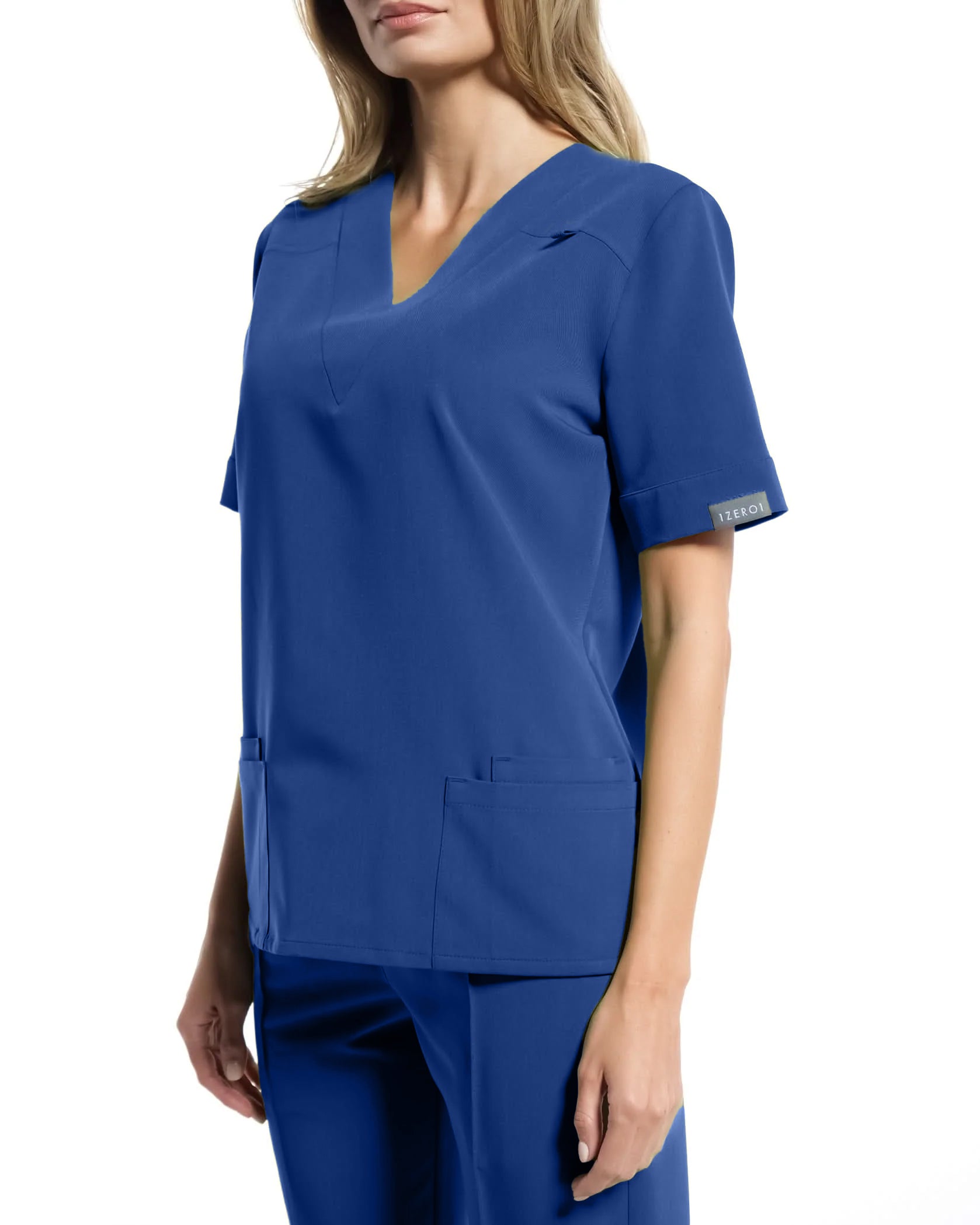 Costum medical CLASIC Royal Blue - Detalii close up
