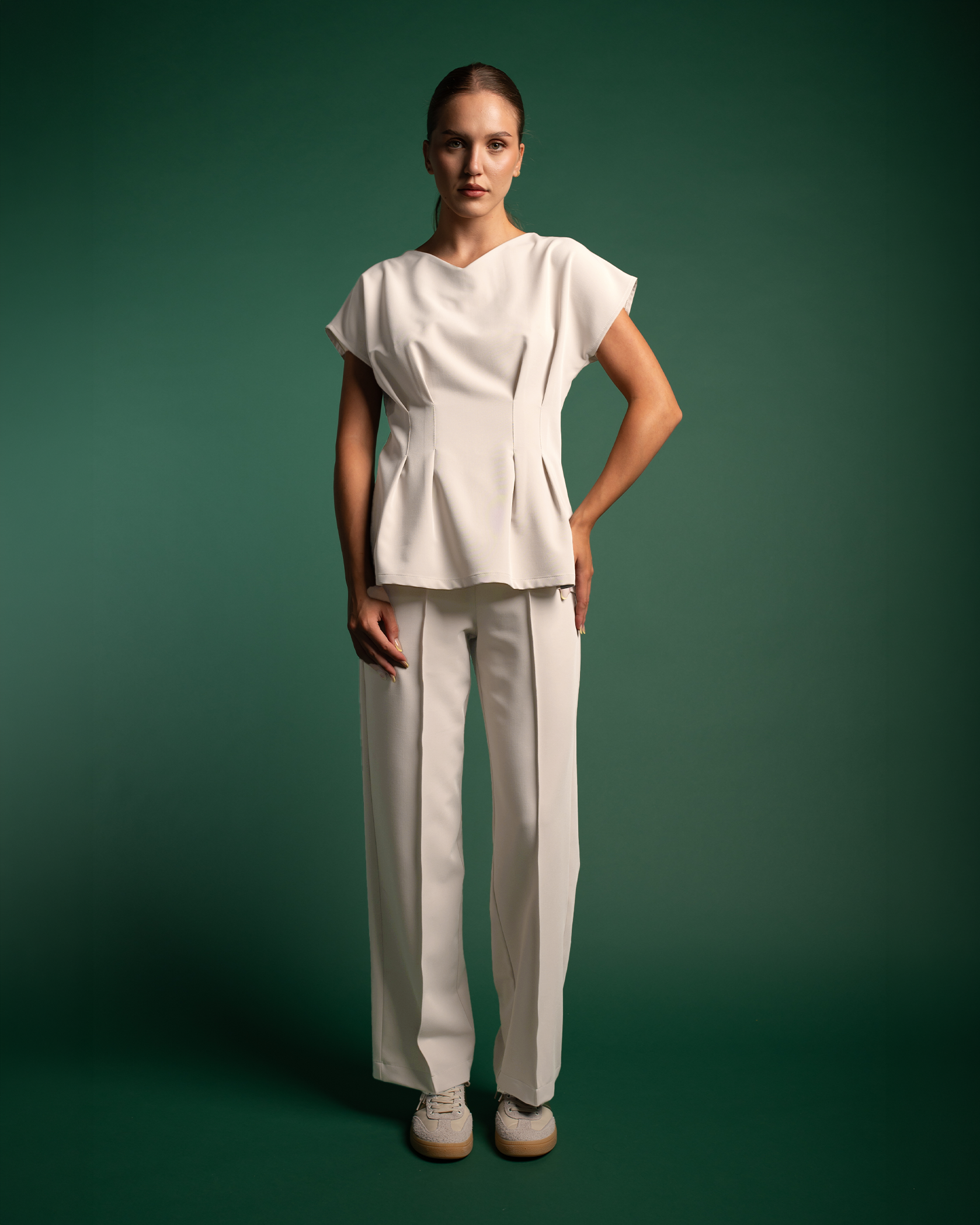 ANORA bluza medicala latte - Detalii close up