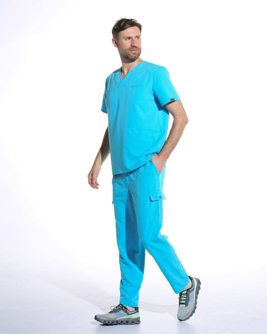 Bluza medicala barbati WAVE acvamarin - 1zero1.ro