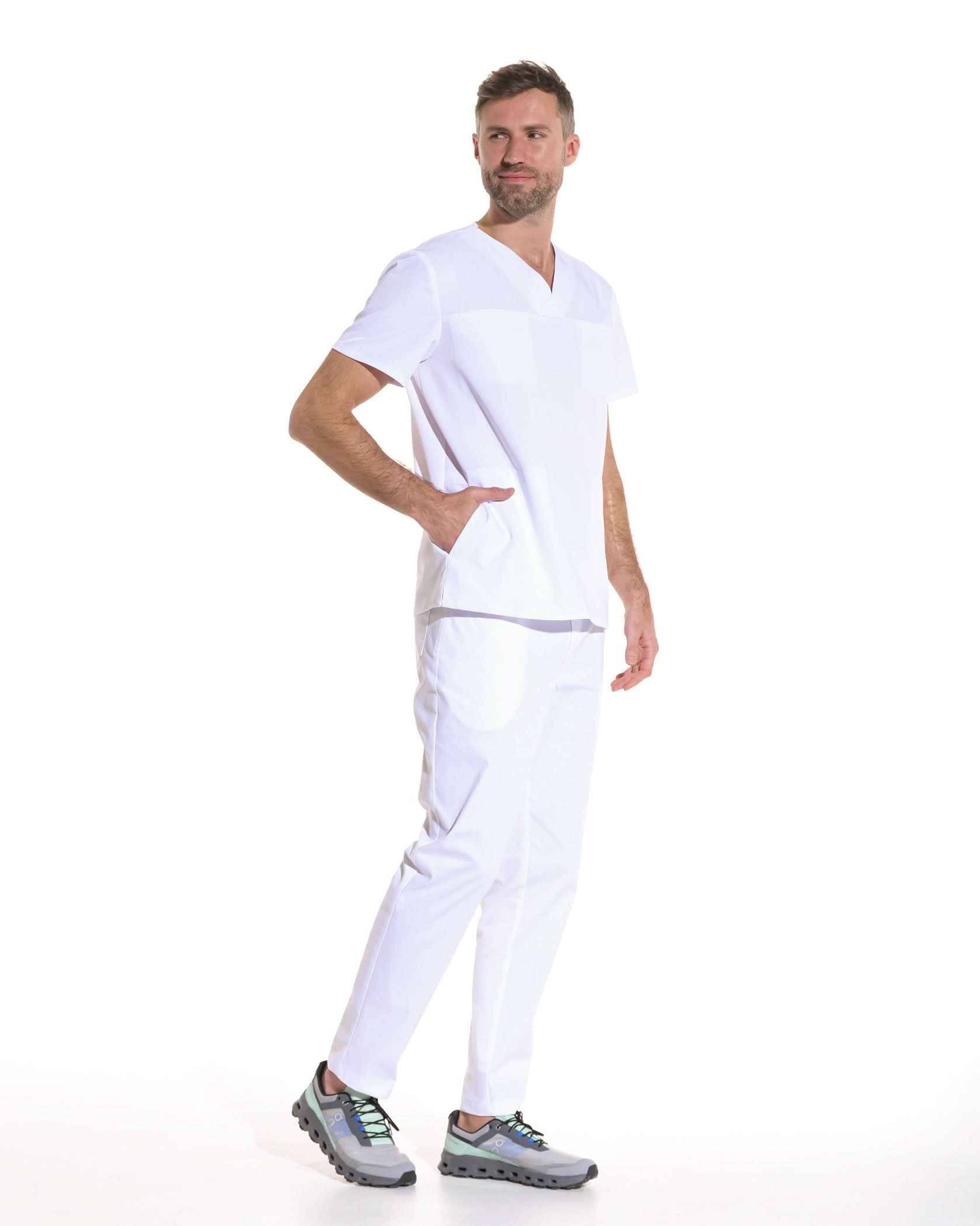 Bluza medicala barbati WAVE alb - 1zero1.ro