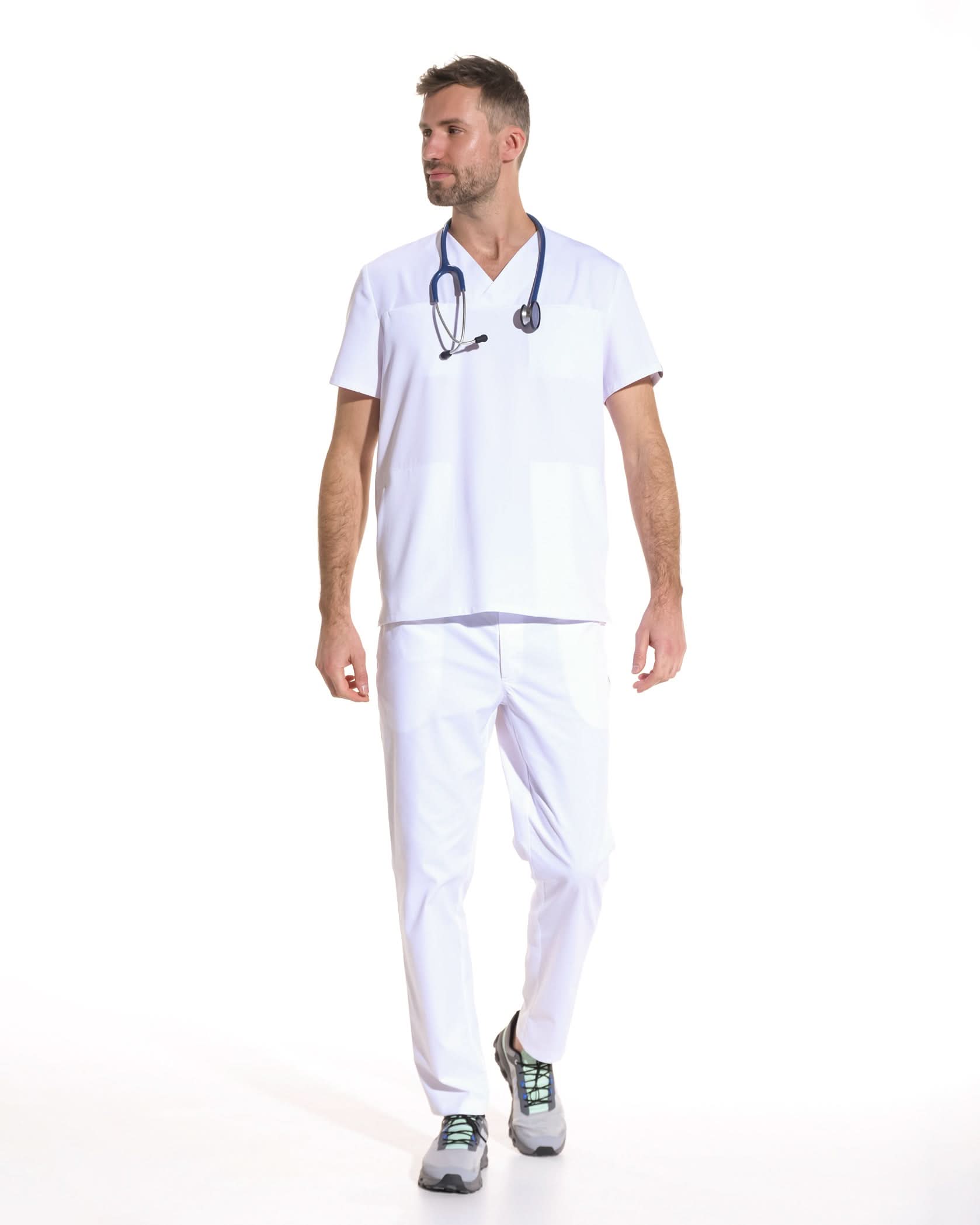 Bluza medicala barbati WAVE alb - 1zero1.ro