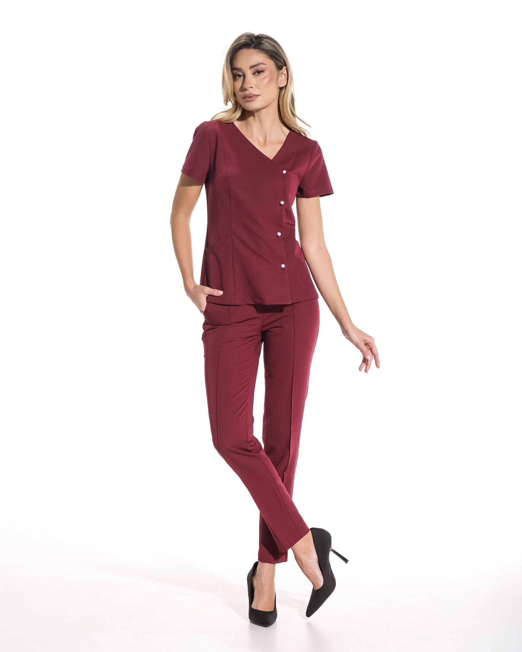 Bluza medicala PERLA bordo - 1zero1.ro