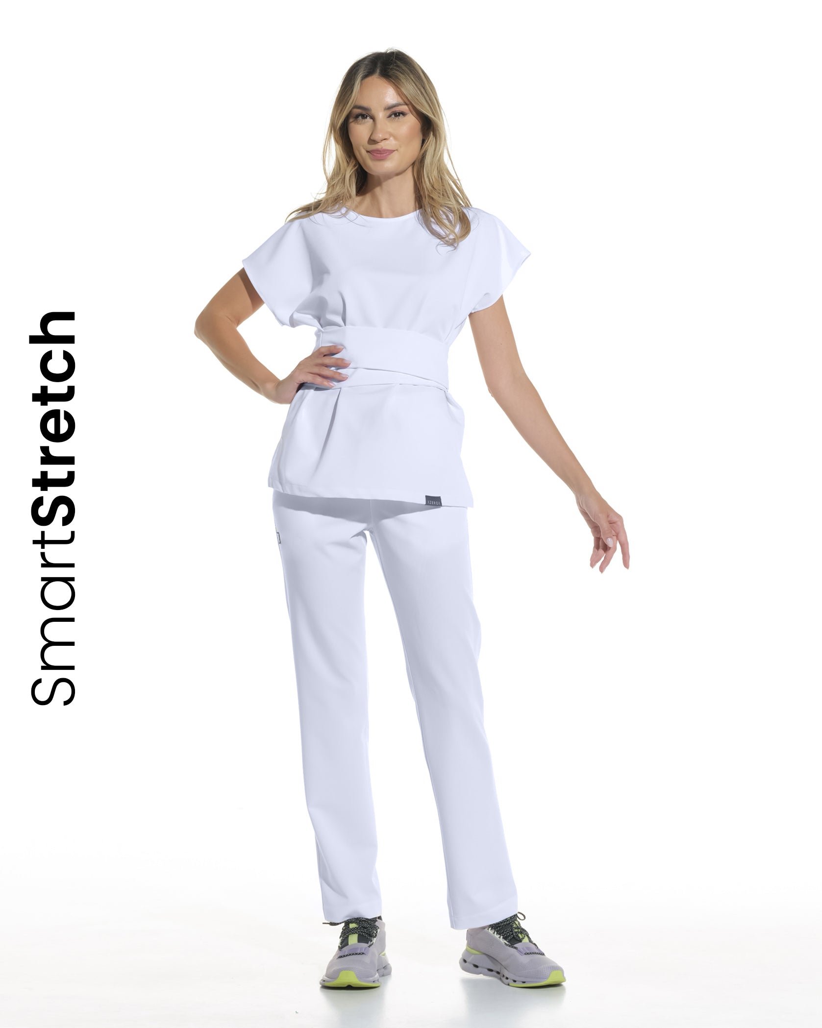 Bluza medicala CELESTE alb opac - Vorderansicht