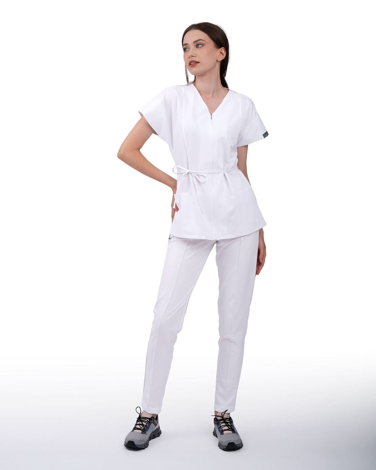 Bluza medicala dama ROSA alb - 1zero1.ro