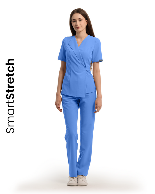 Bluza medicala dama SIENA ciel - vedere frontala