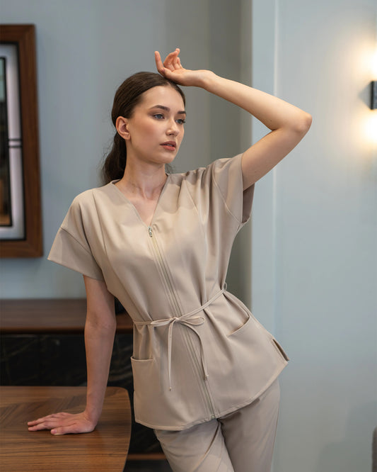 ROSA Latte Scrub Top