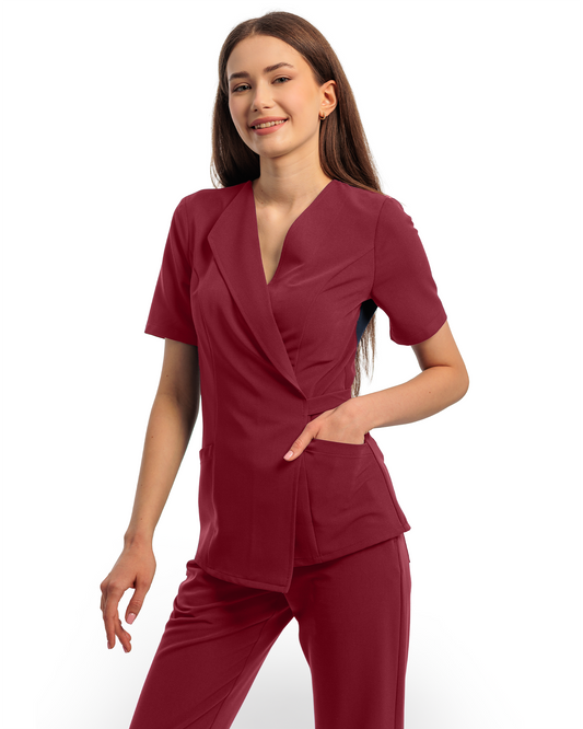 Bluza medicala lejera SIENA bordo - mana in buzunar
